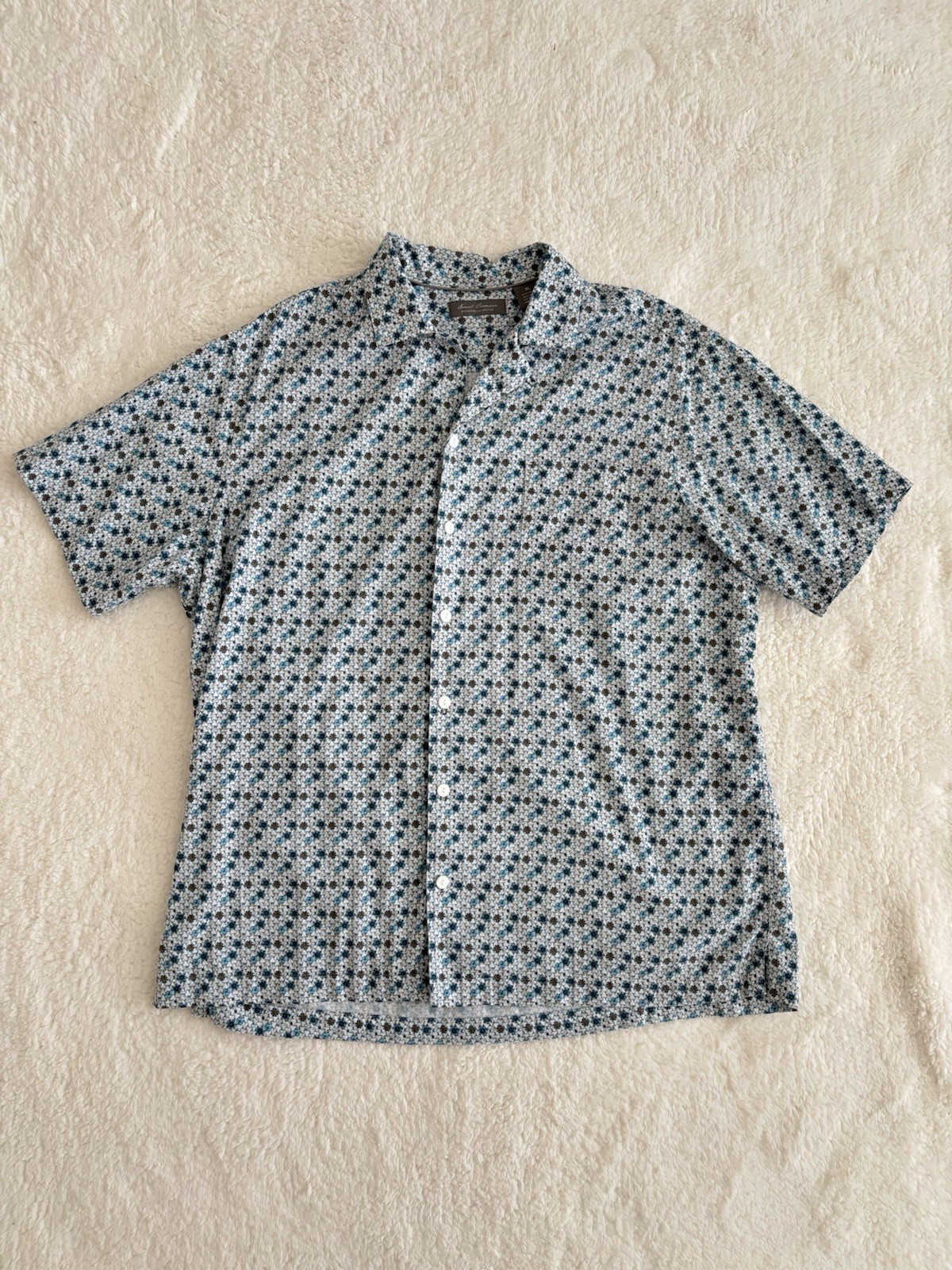 Daniel Cremieux Signature Collection Floral Print Short Sleeve Cotton Shirt XL