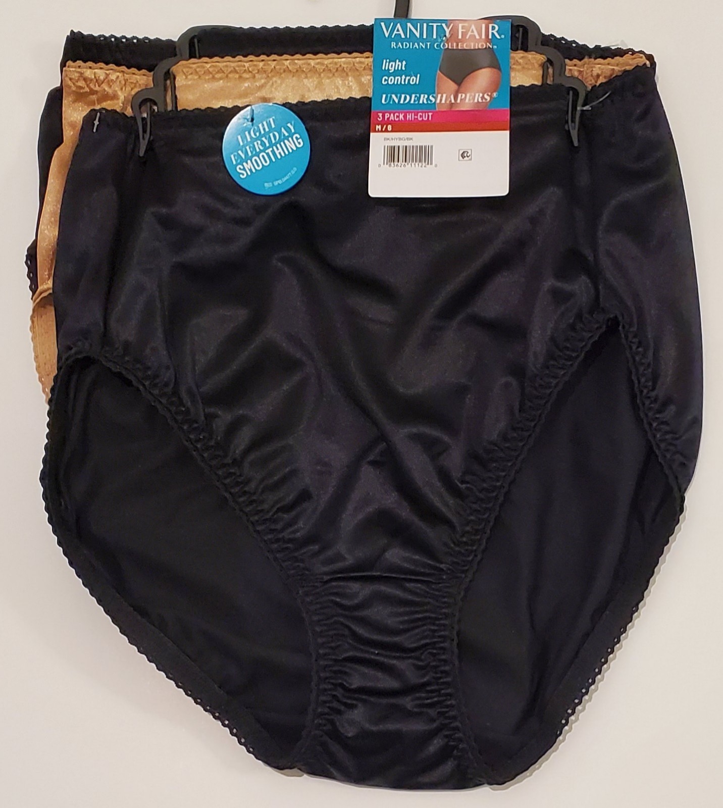 Vanity Fair Undershaper Underwear Women Radiant S5 to 5XLHi-Cut 3 Pk Black Beige