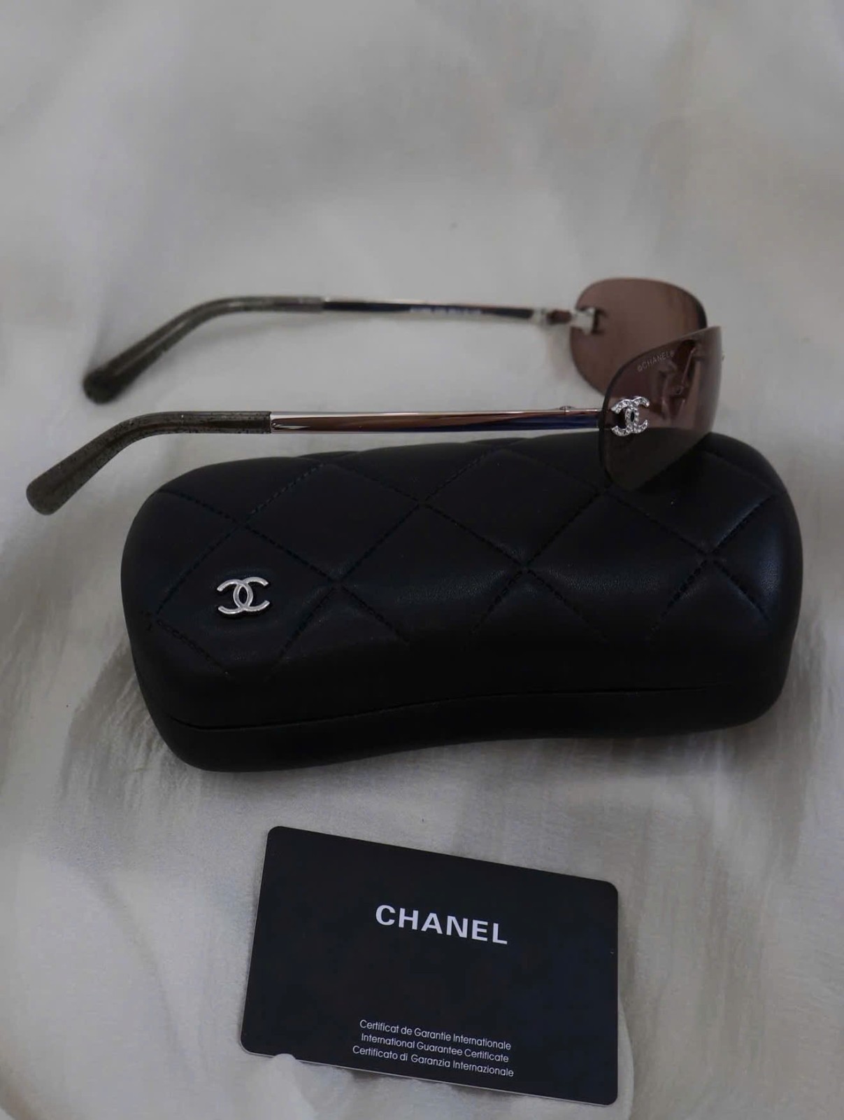 CHANEL A71560 Rimless Shield Sunglasses Brown Lens Women 68-16-145