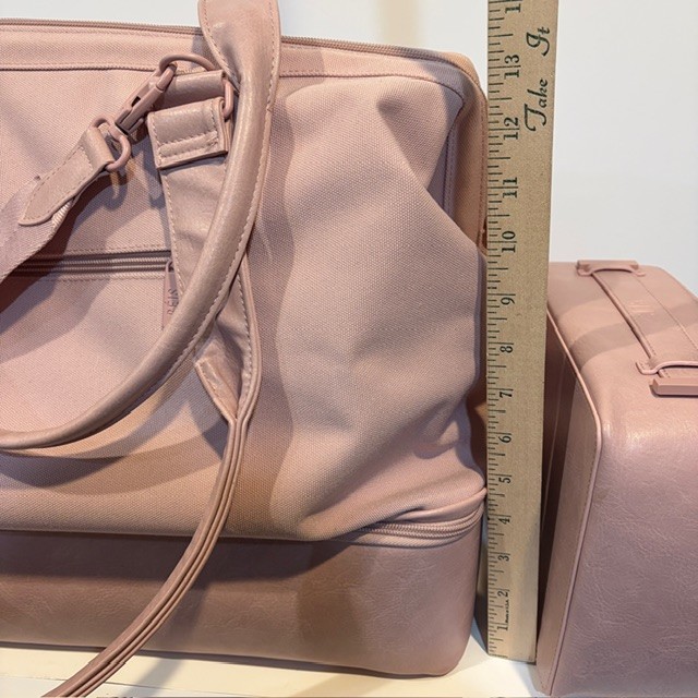 BEIS The Mini Weekender Atlas Pink + extras-makeup, toiletry, laptop 4 piece