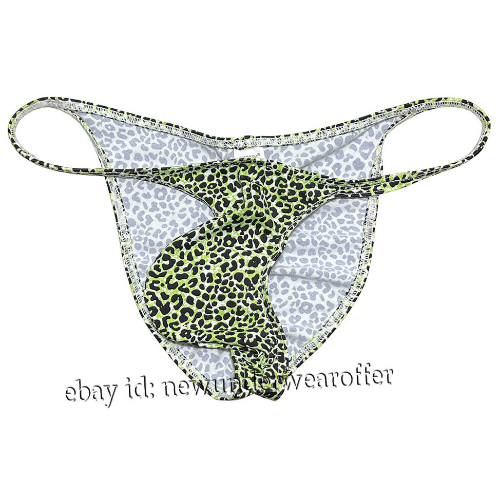 Men Leopard Bikini Briefs Underwear Bulge Pouch Panties Ruched Back Hipster Pant
