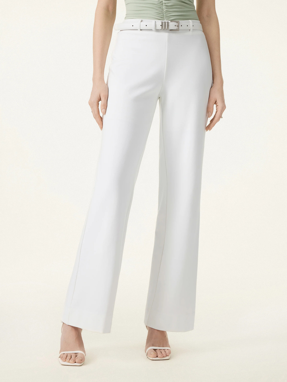 Not-See-Thru Drapey Mid Rise Wide Leg Pull-on Pant with Pockets