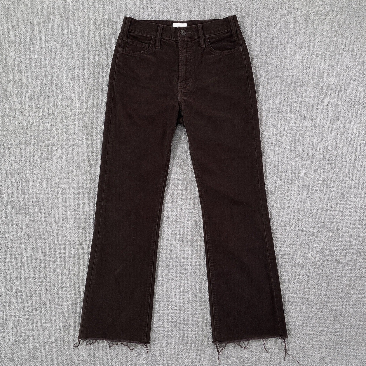 Mother Denim Dark Brown Corduroy High Rise Raw Hem Flare Pants Size 25