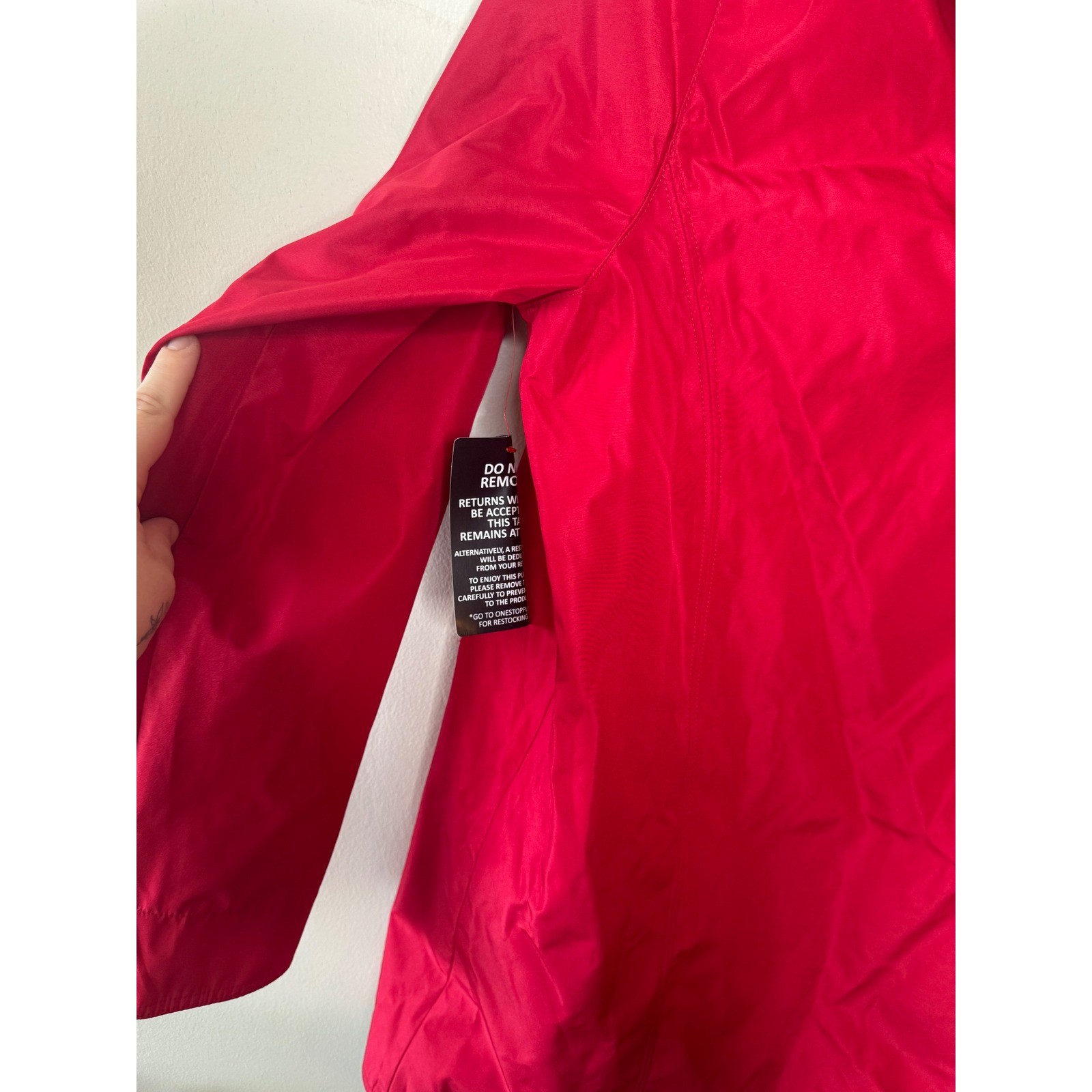 Rain Jacket Woman Within Red Hooded Polka Dot Lining Windbreaker