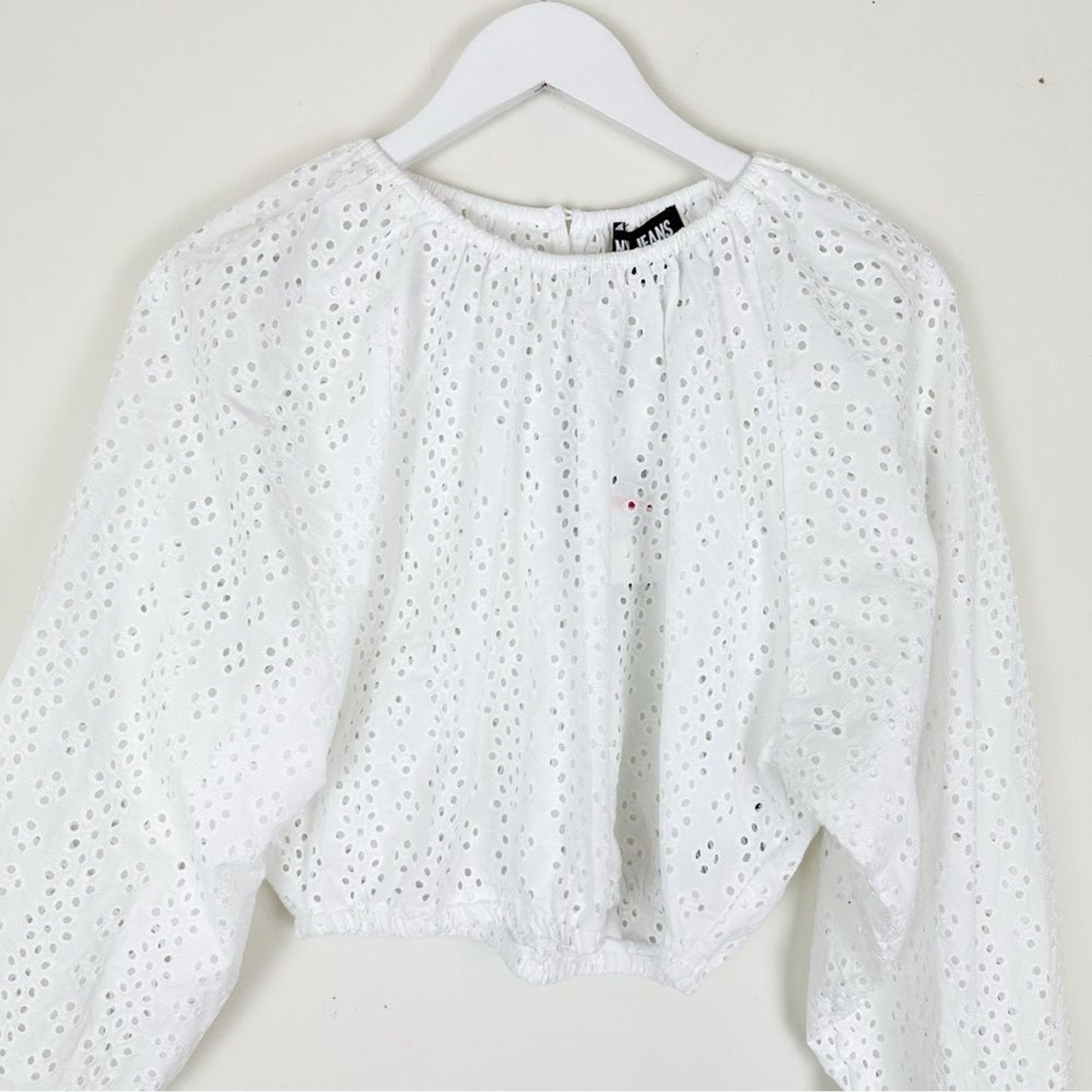 NWT DKNY Jeans Cotton Eyelet Cropped Blouse
