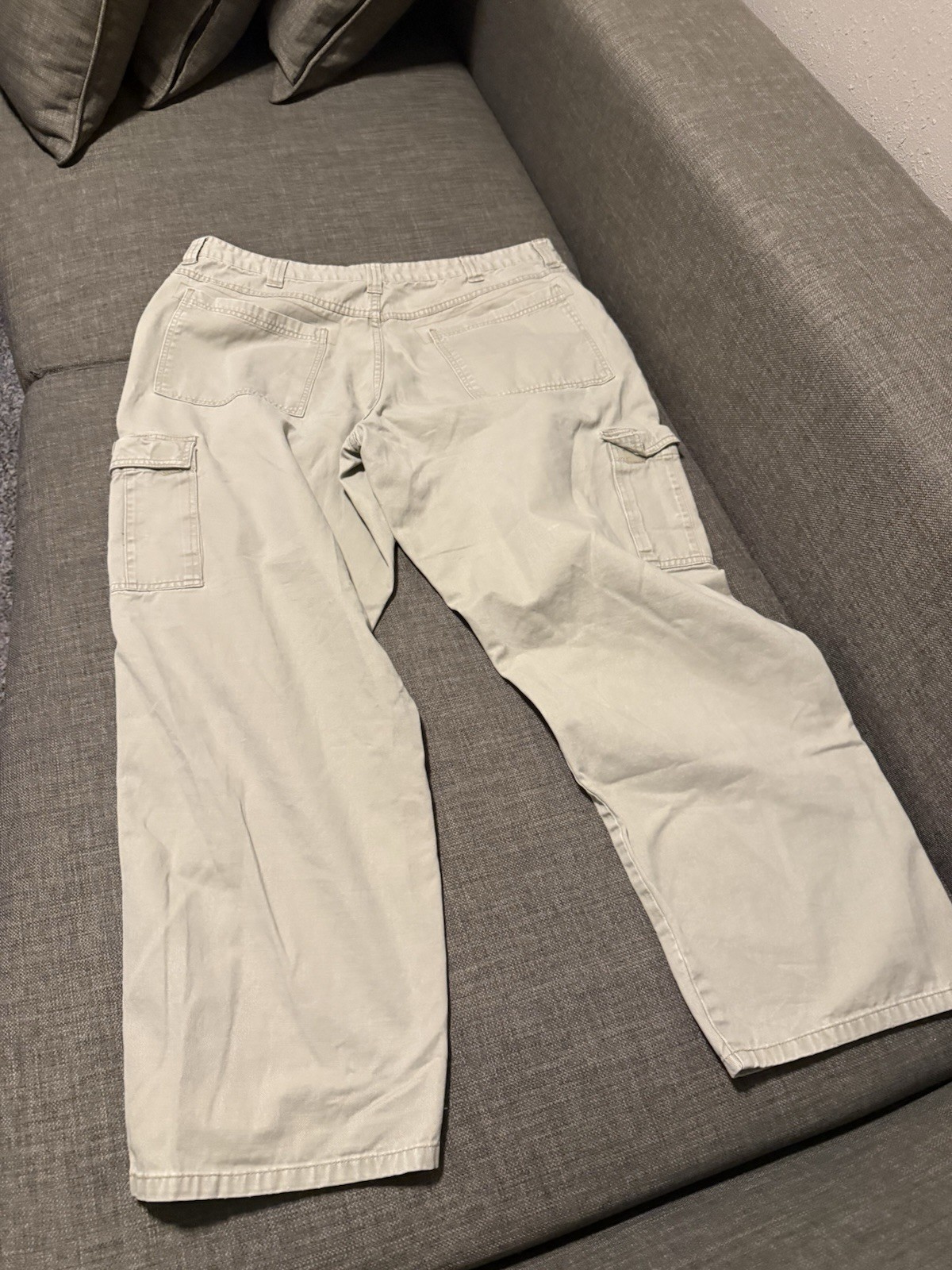 G Star Men’s Beige Cargo Pants 34W Regular Fit Cotton Canvas Flat Front Pockets