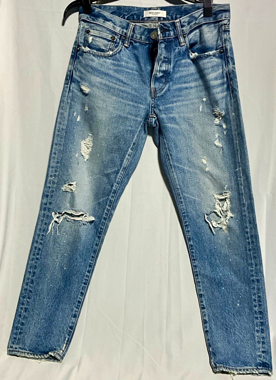 MOUSSY Vintage Jeans Womens 27 Distressed Straight Leg Button Fly Japan 100% Cot