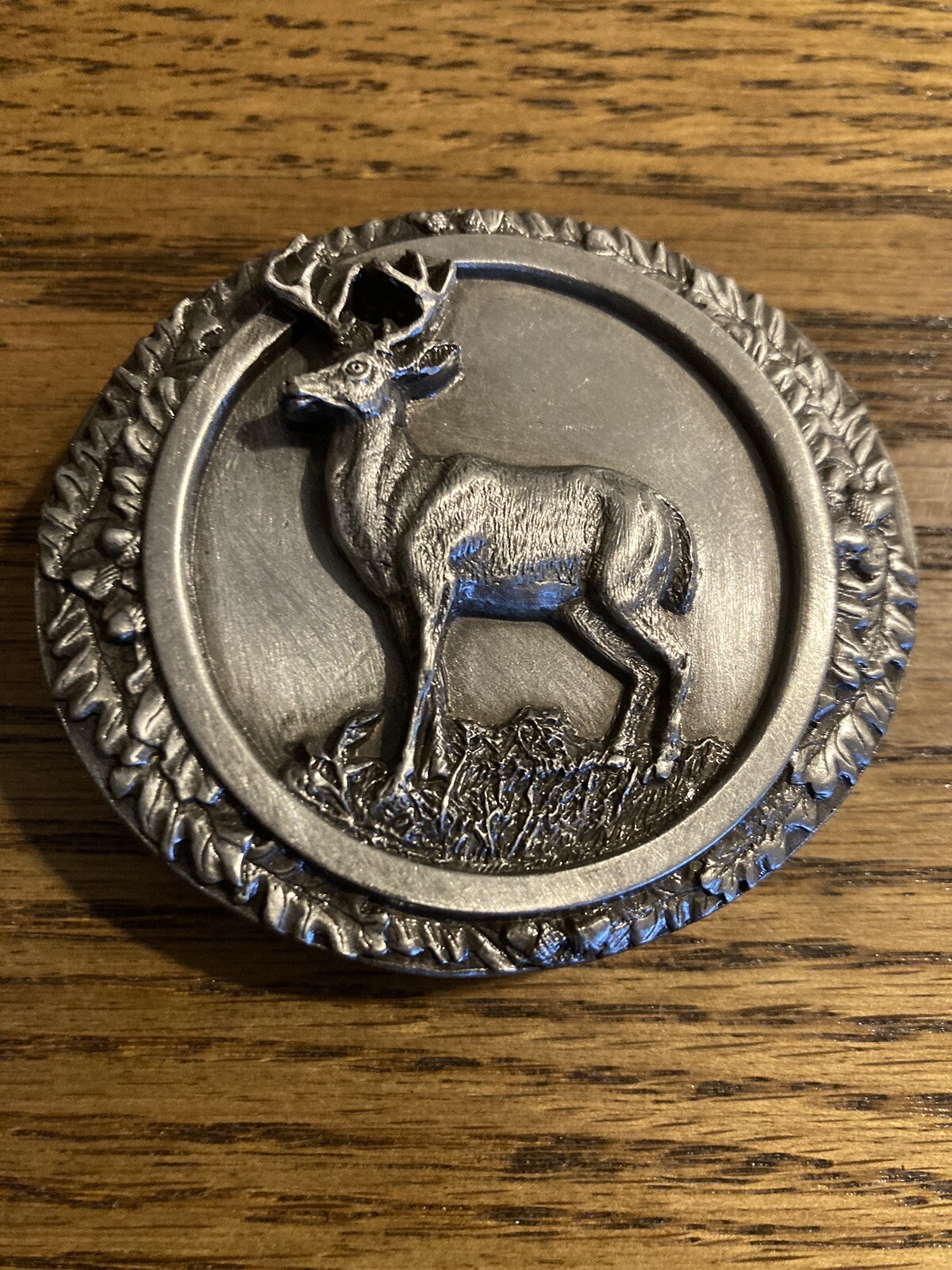 1985 Bergamot Brass Works C75 Whitetail Deer Belt Buckle Made USA