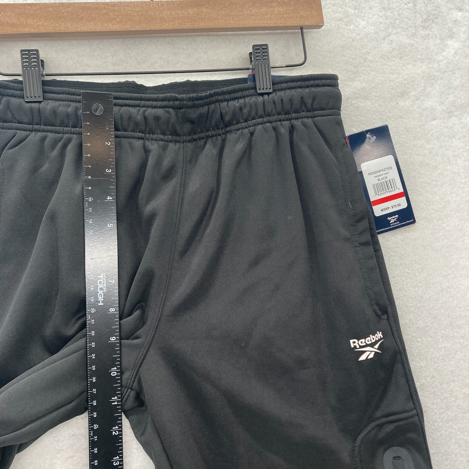 Reebok Tremont Pants Mens Small Slim Fit Straight Leg Black Zip Pocket Travel