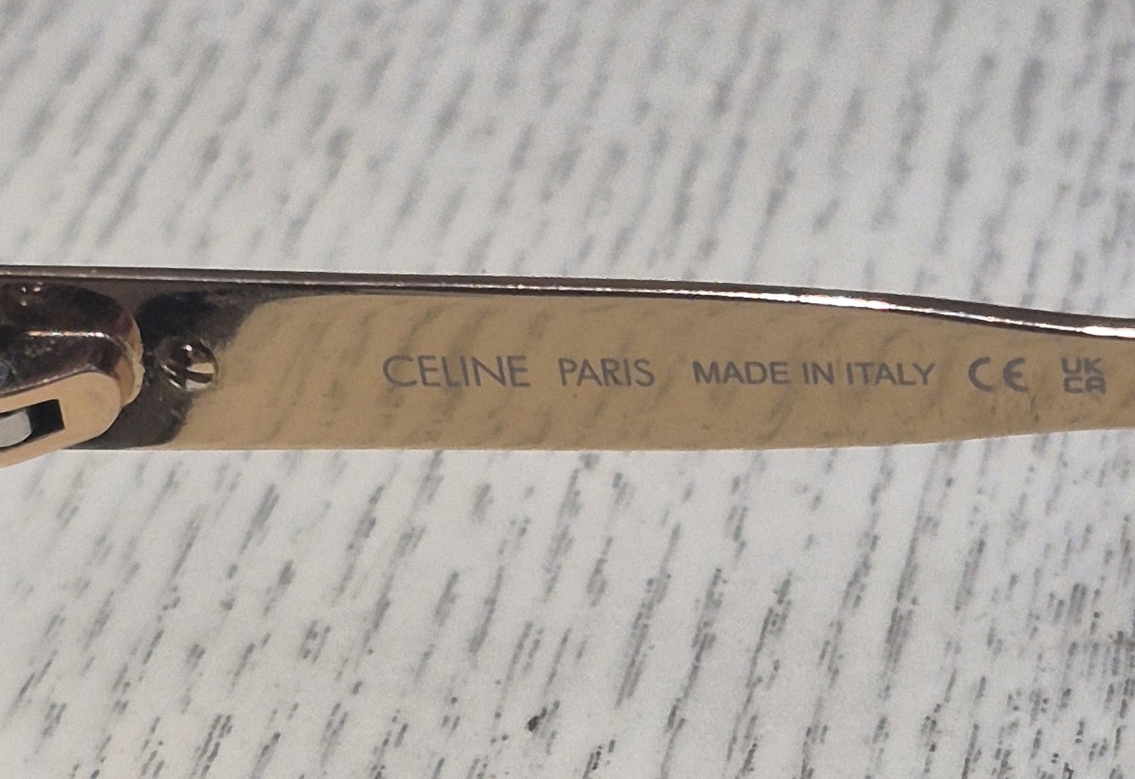 CELINE Triomphe CL4S268 Black/Gold Square Sunglasses Gray Tinted UV400
