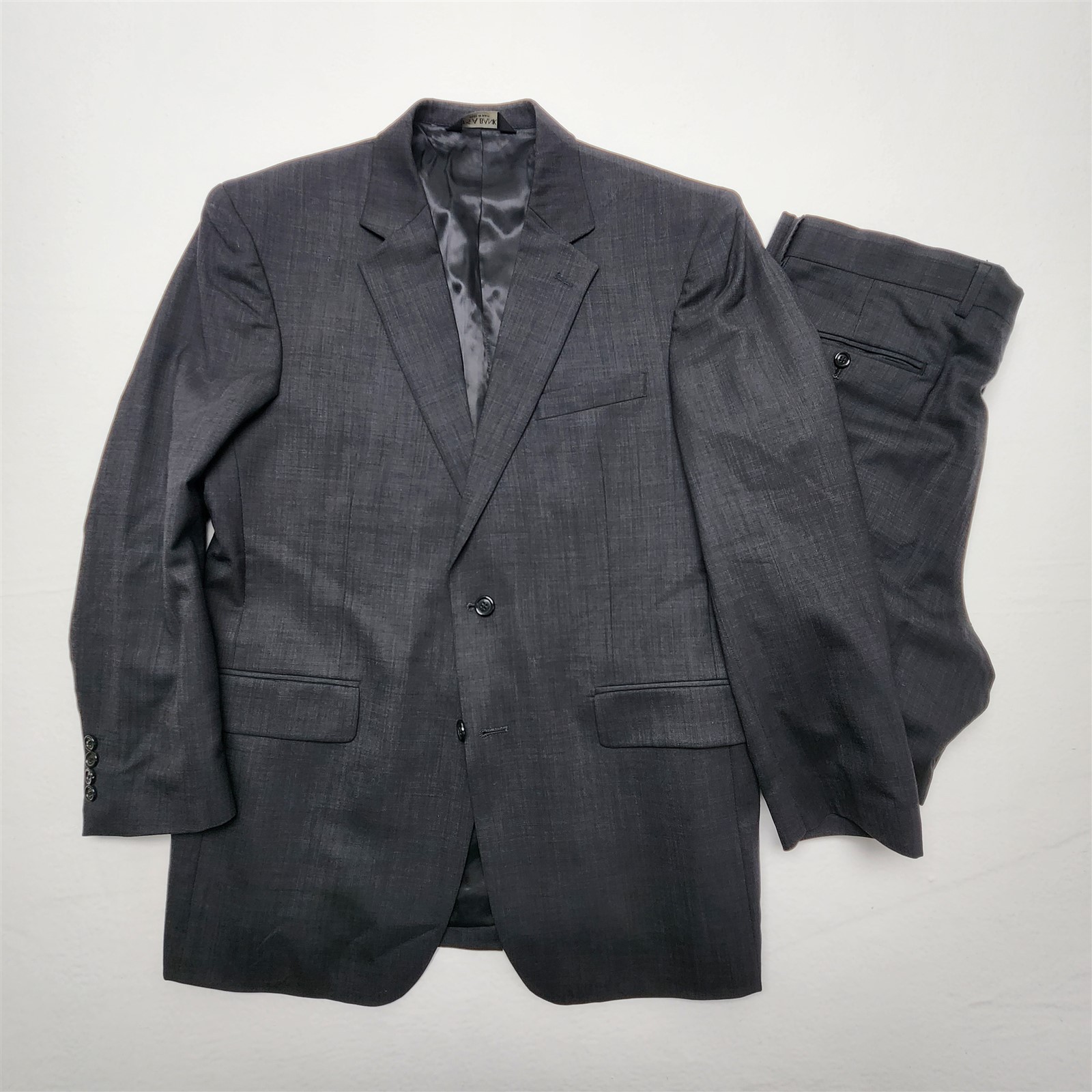 Jos A Bank 42R 36×28 Gray Nailhead 100% Wool 2Btn 2Pc Mens Jacket Pants Suit
