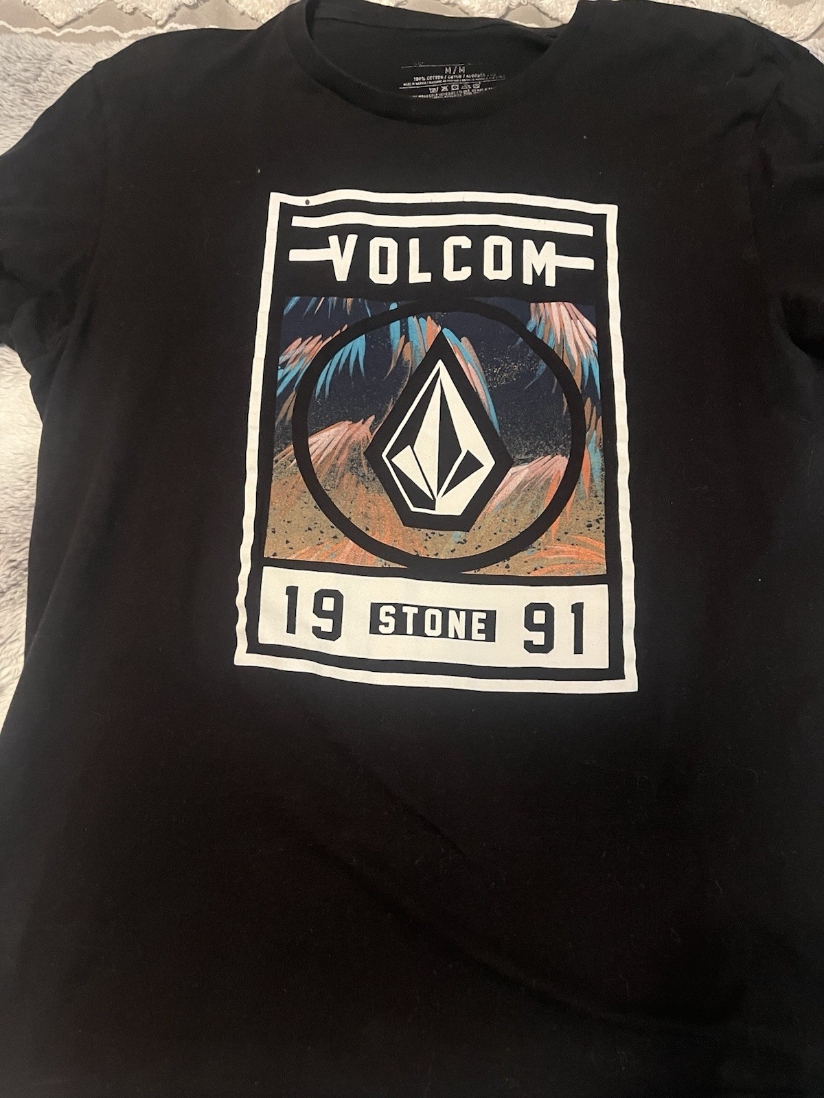 Volcom Stone Men’s Short Sleeve T-Shirt Graphic Print Black XXL