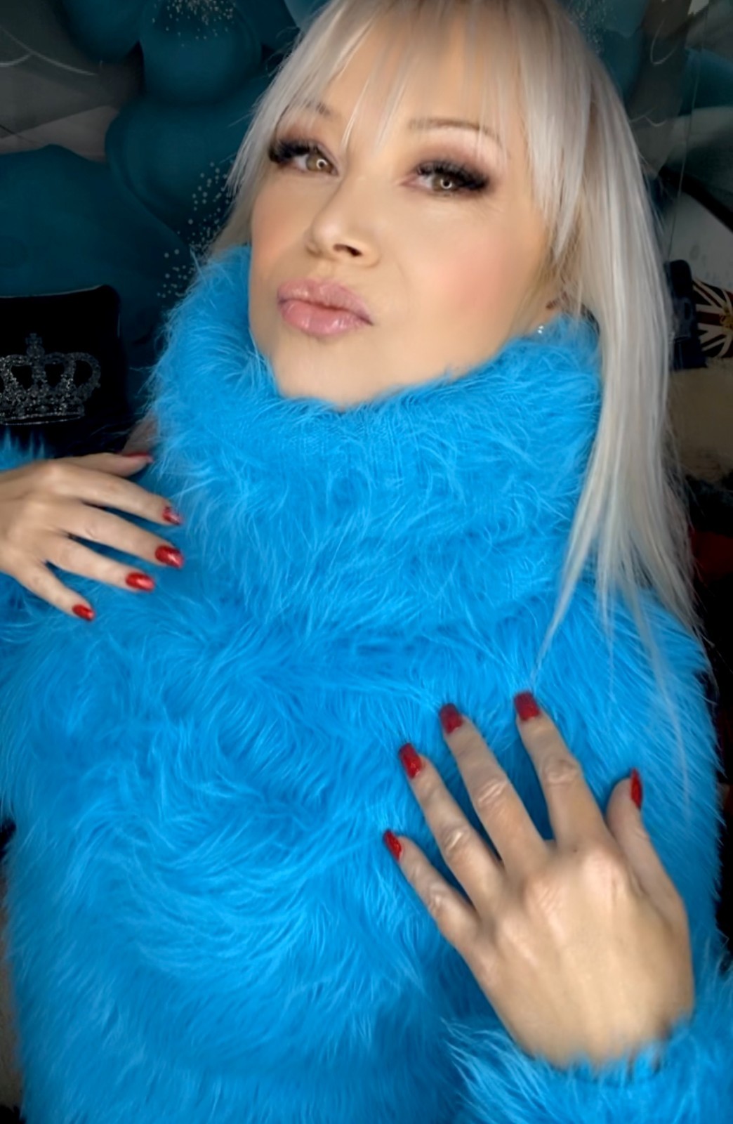 Fuzzy Fluffy Furry Aqua Blue SweaterKitten 200cm Turtleneck Sweater