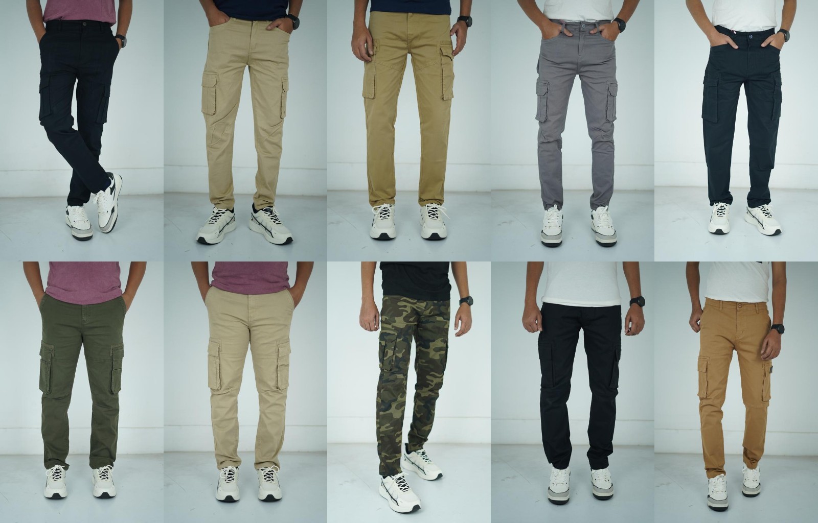 Men’s Flex Cargo Trousers Heavy Duty Stretch Casual Pants