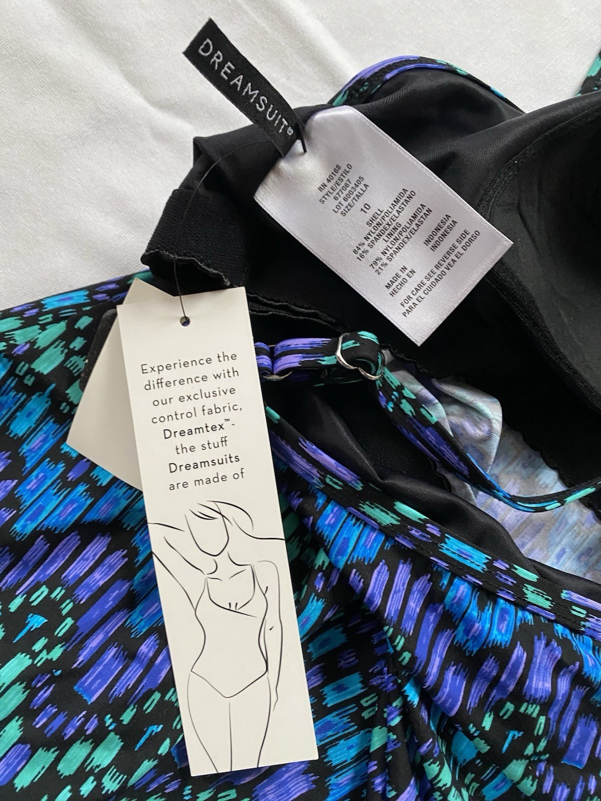 Dreamsuit by Miracle Brands Tankini Women’s Sz 10 Swim Top Blue Print New