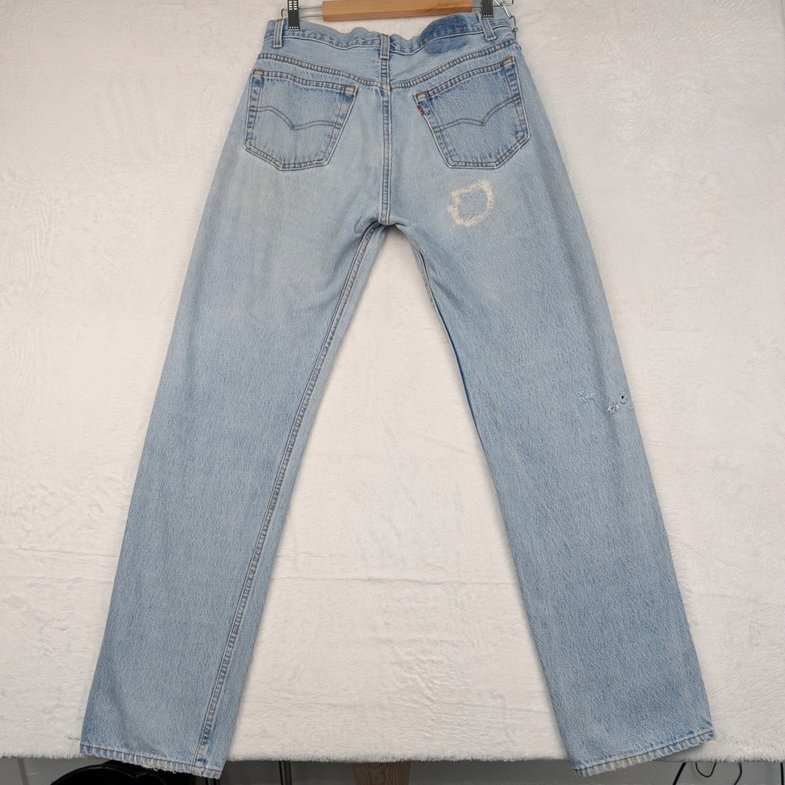 VTG Levi’s 501 Jeans Men 28×32 Ice Blue Straight Leg Button Fly Distressed 90s