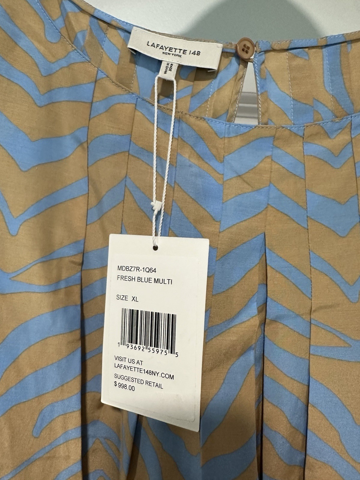 NEW X-Large Lafayette 148 New York Silk Cotton Halle Fresh Blue Tank Maxi Dress