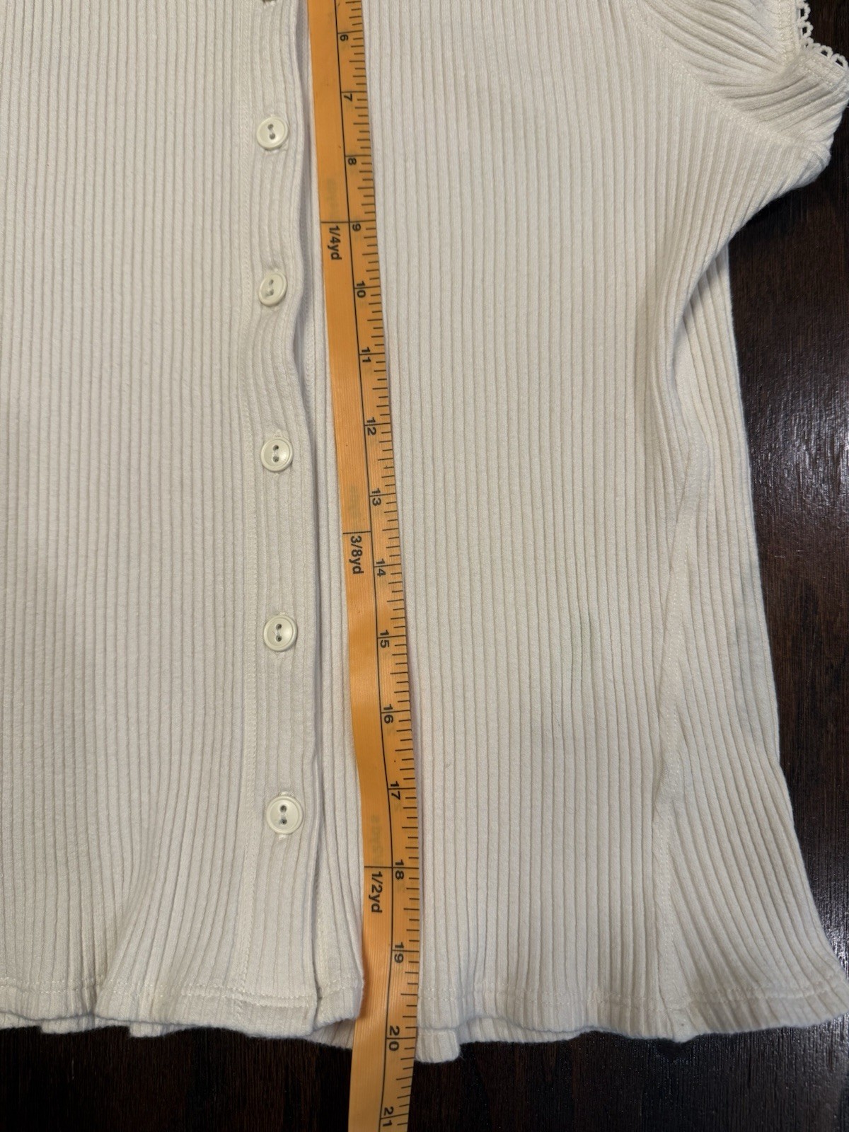 Intimately Free People Most Wanted Cardi Top Sz L Ribbed Button-Front in Ivory