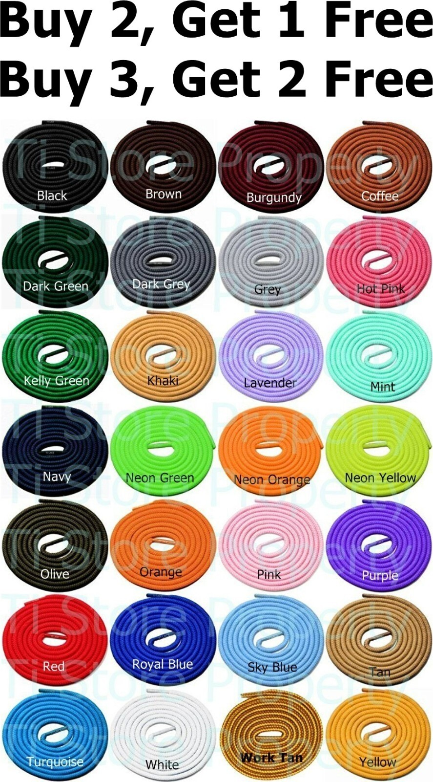 Round Athletic Shoe String shoelace Sneaker 27 36 45 54 inch ROUND SHOELACES