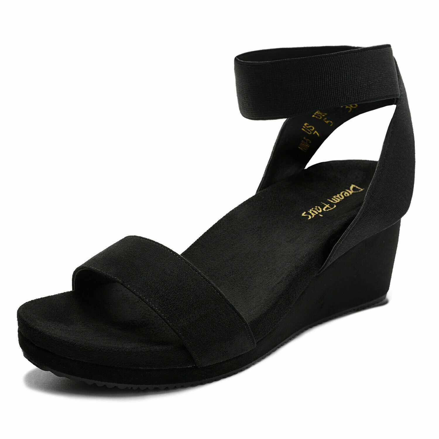 DREAM PAIRS Women Elastic Ankle Strap Open Toe Platform Wedge Sandals