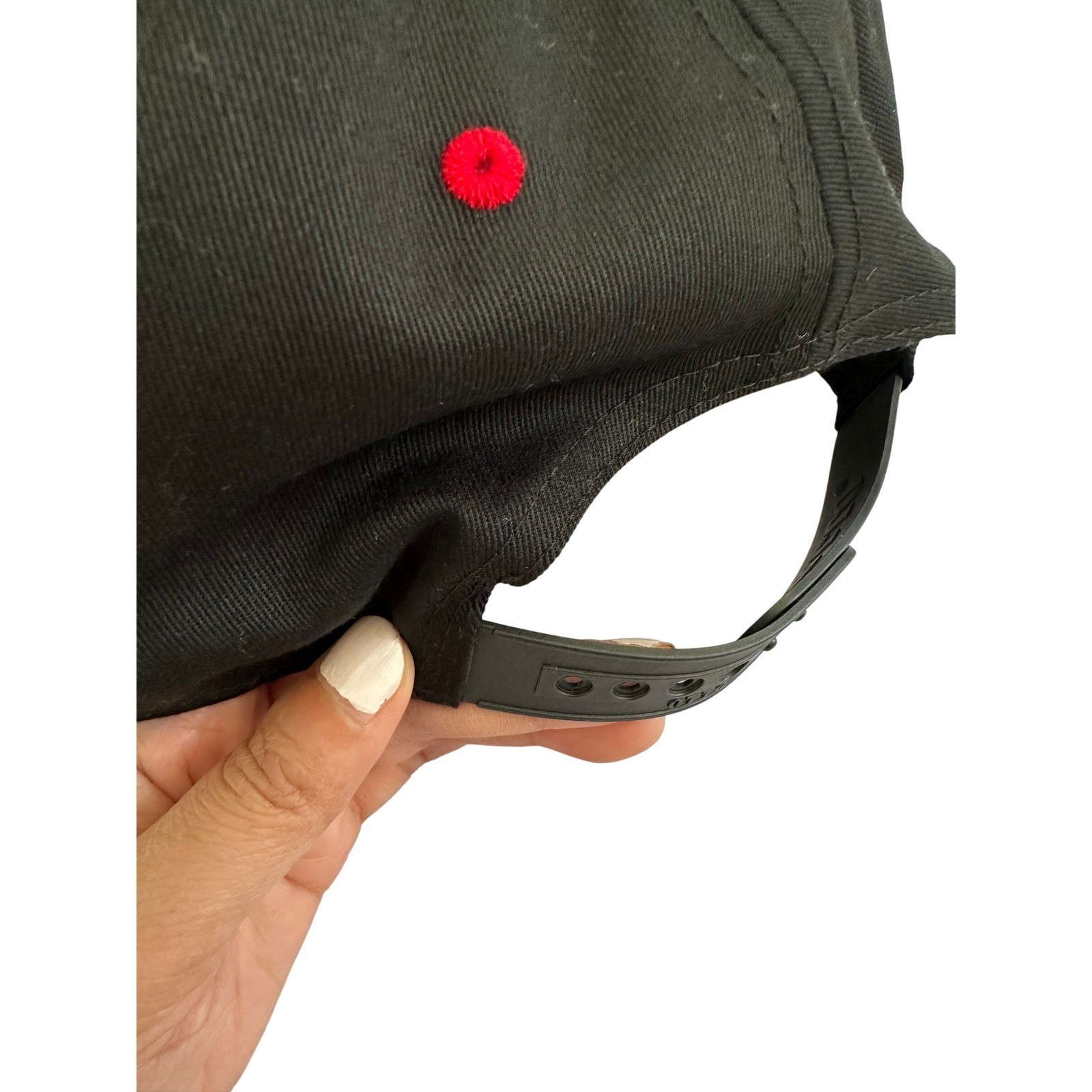 Otto Happi Snapback Hat Black Red Upside Down Smiley Face Baseball Cap