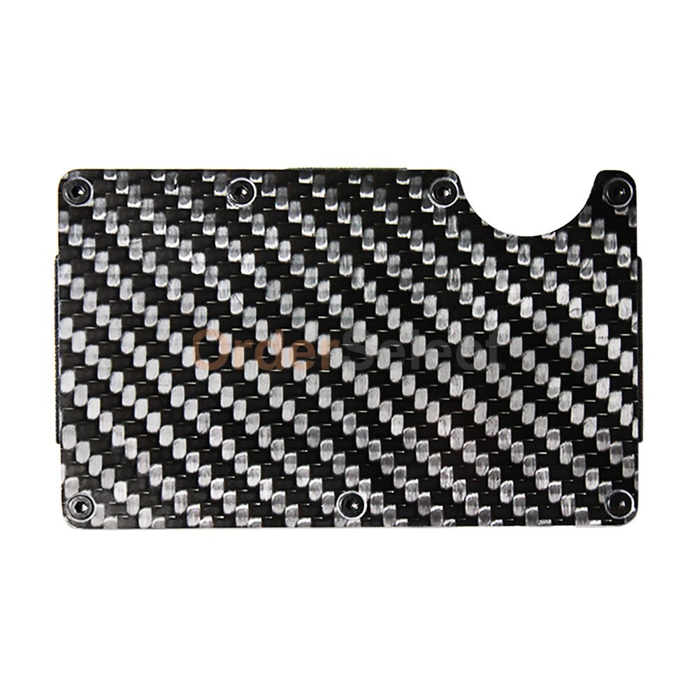 Men RFID Blocking Money Clip Slim Carbon Fiber Credit Card Holder Metal Wallet