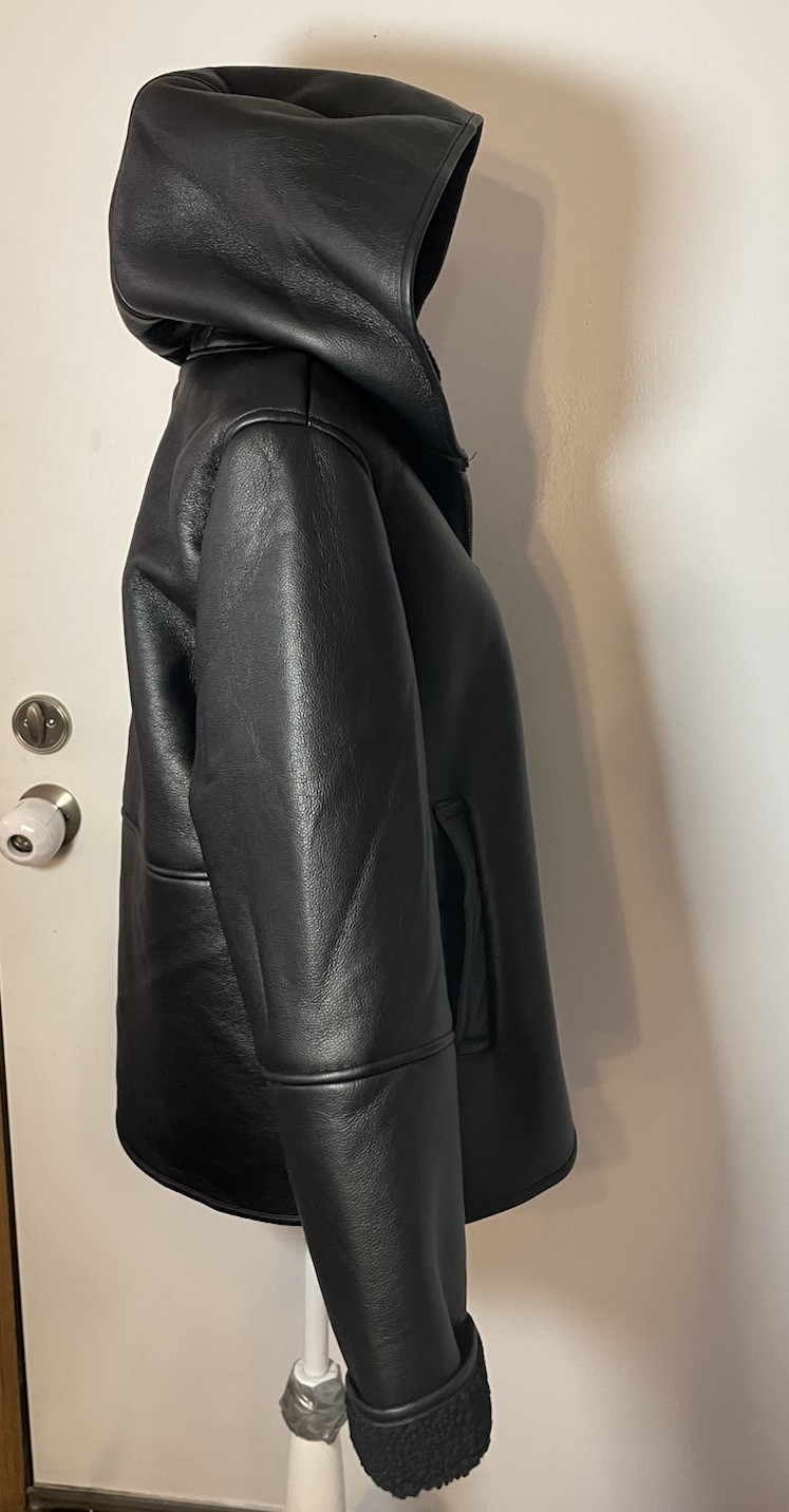 Bearpaw Faux Leather Faux Fur Hooded Moto Jacket Motorcycle Black XL $200 NWOT