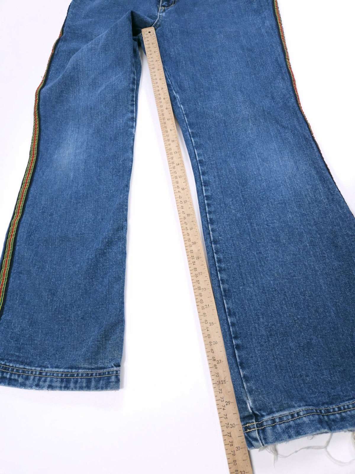 No Excuses Live On Stage Y2K Jeans Women’s 31×21 Flare Leg Ribbon Striped