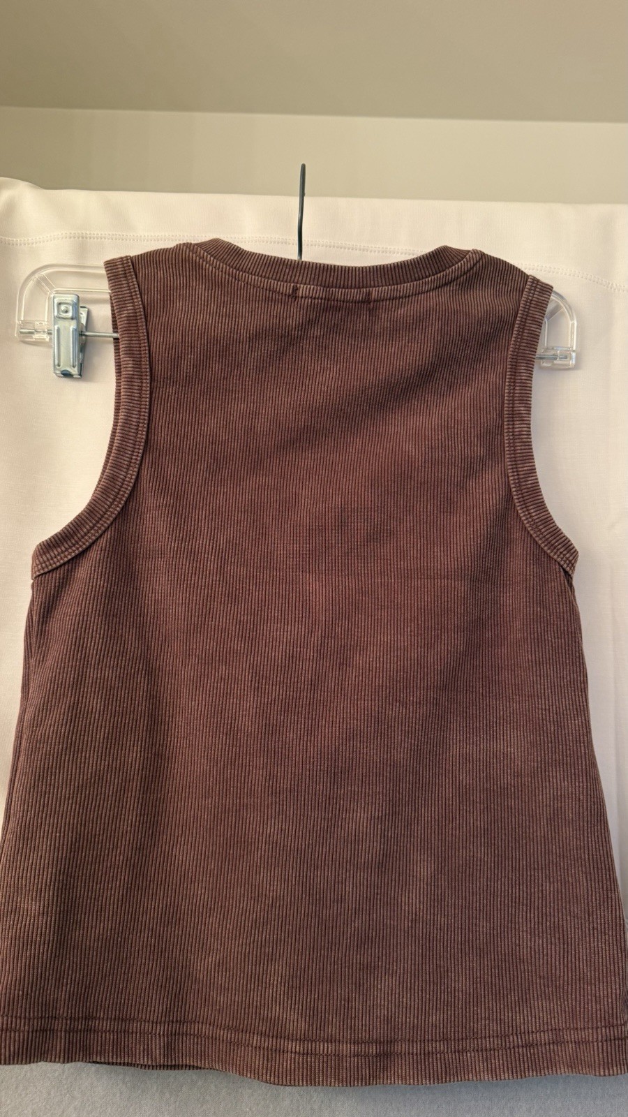 Diesel Brown Ribbed Logo Crew Neck Sleeveless Cotton Knit Tank Top Size S