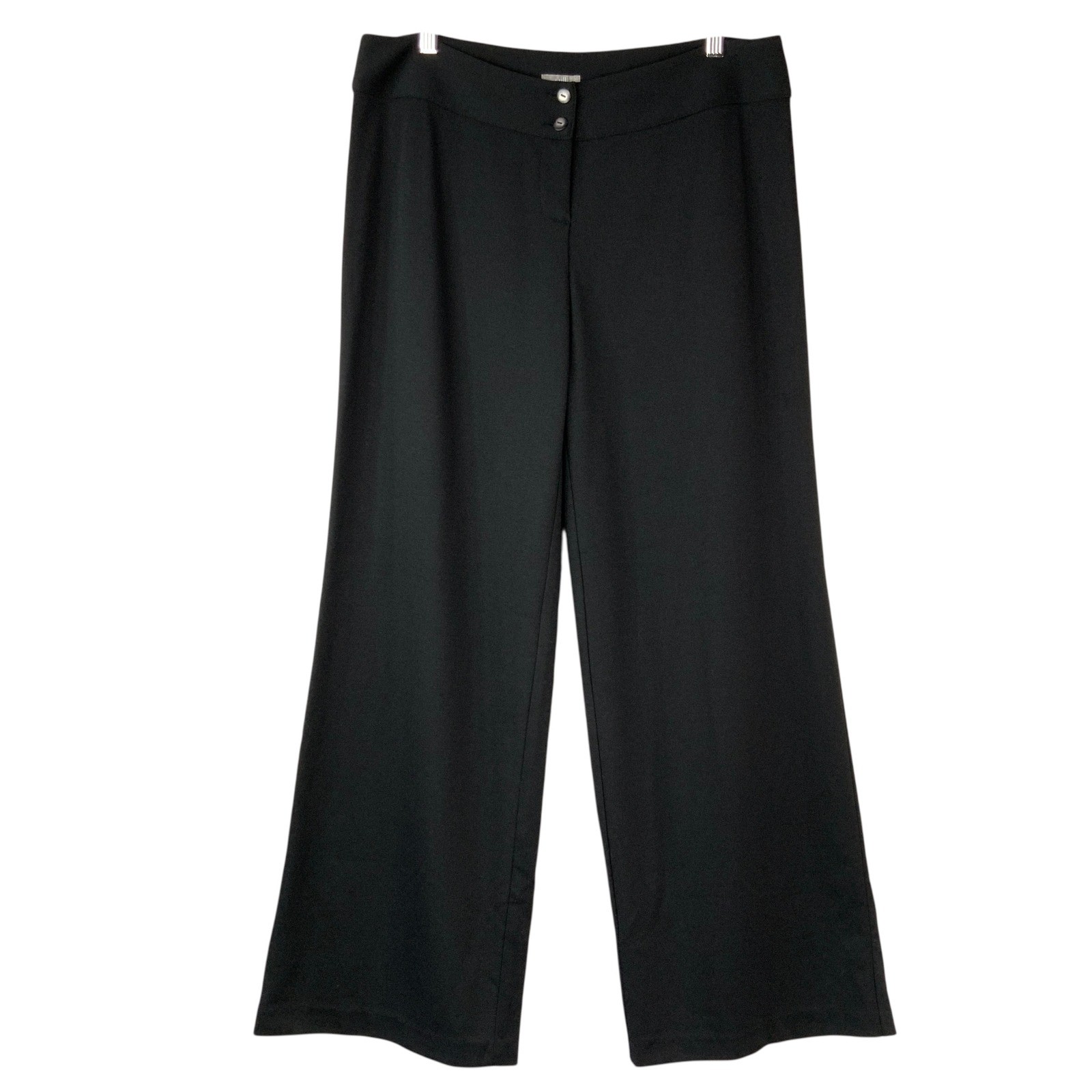J. Jill Black Wide Leg Pants 12P Button Zip Fly Mid Rise Stretch Trousers NEW