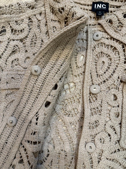 I.N.C. International Concepts Collared Crochet Sweater Jacket XL BRAND NEW!