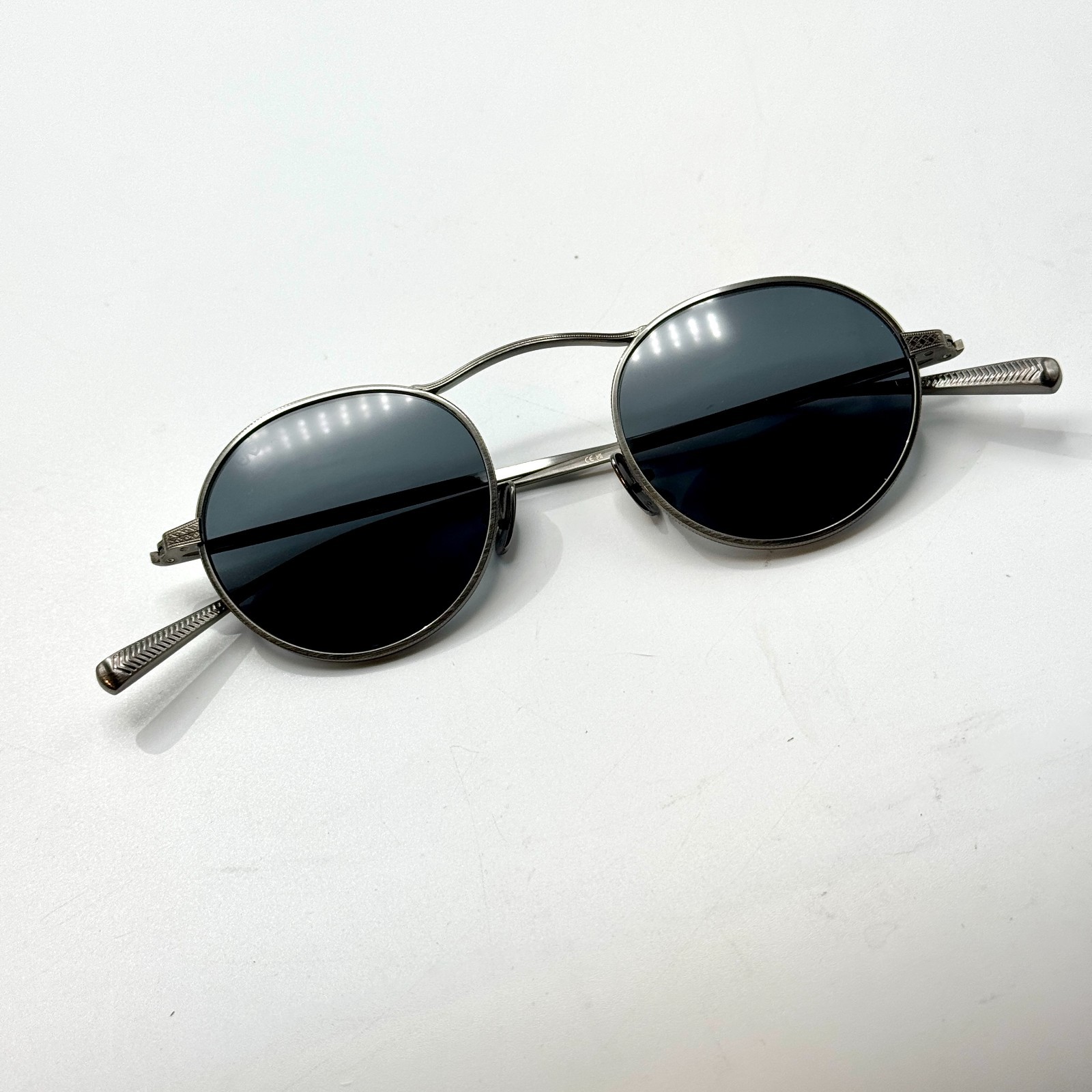 Eyevan Sunglasses Safari-E Pewter Round Frame Black Lens 46-21-145 New Authentic