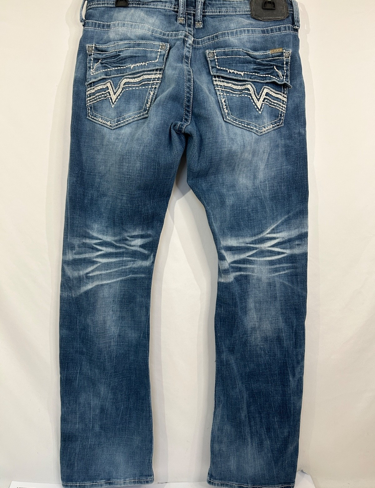 Buckle Men’s Jeans Salvage Supply Company Distressed Blue Size 34L