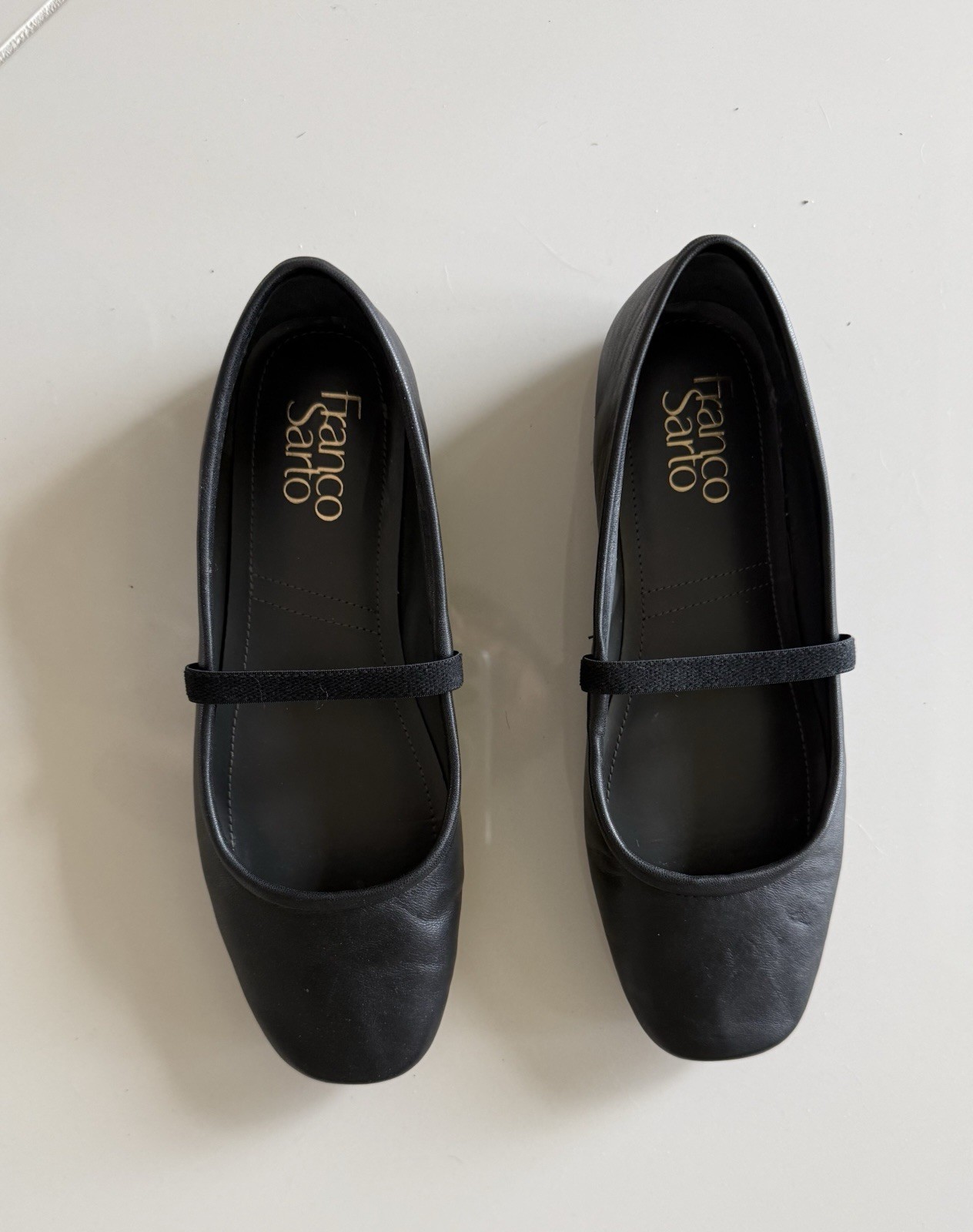 Franco Sarto Mary Jane Flats Black Leather Eileen 6 M Square Toe