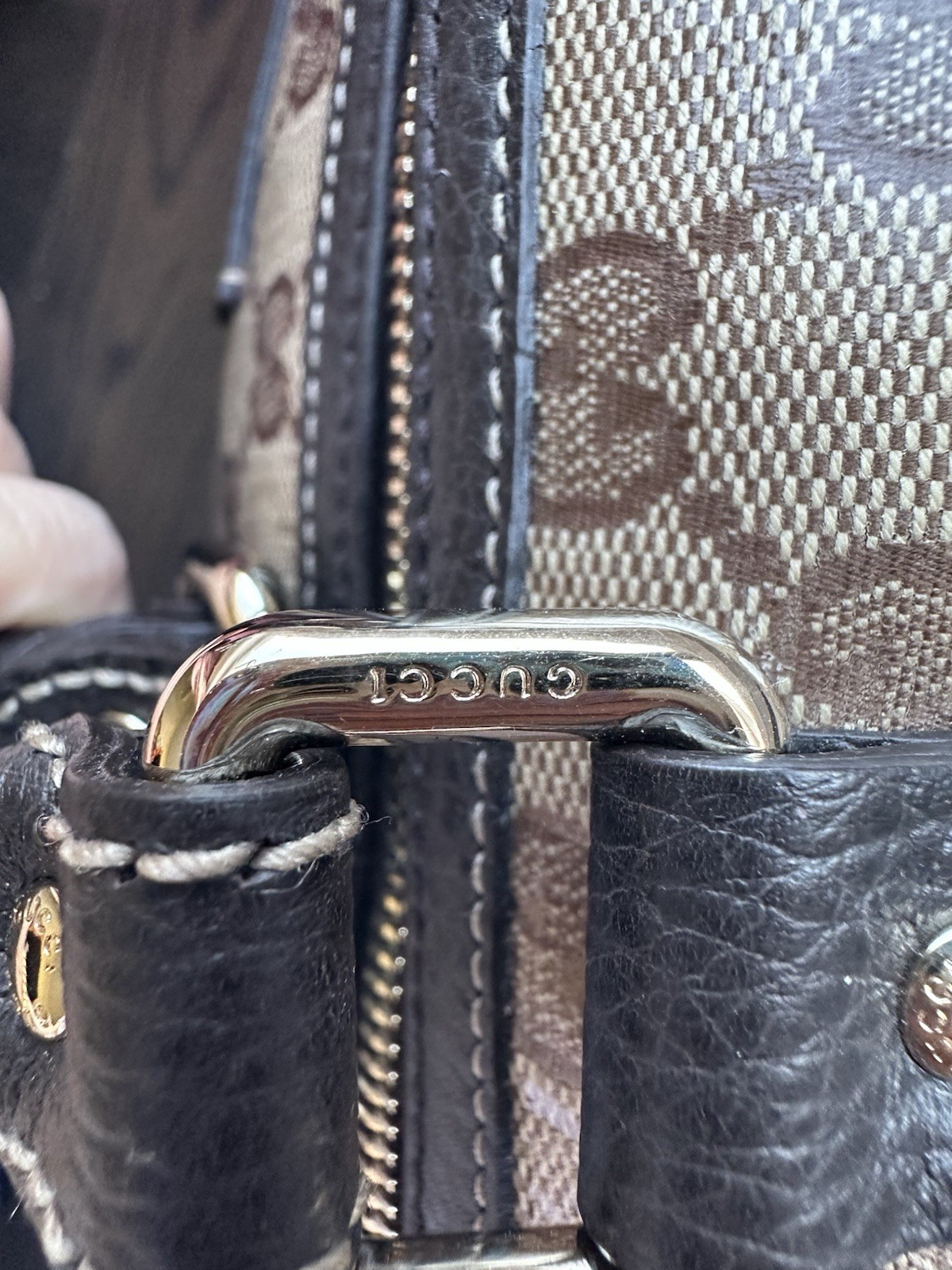 Gucci Beige/Ebony GG Crystal Medium Joy Boston Bag