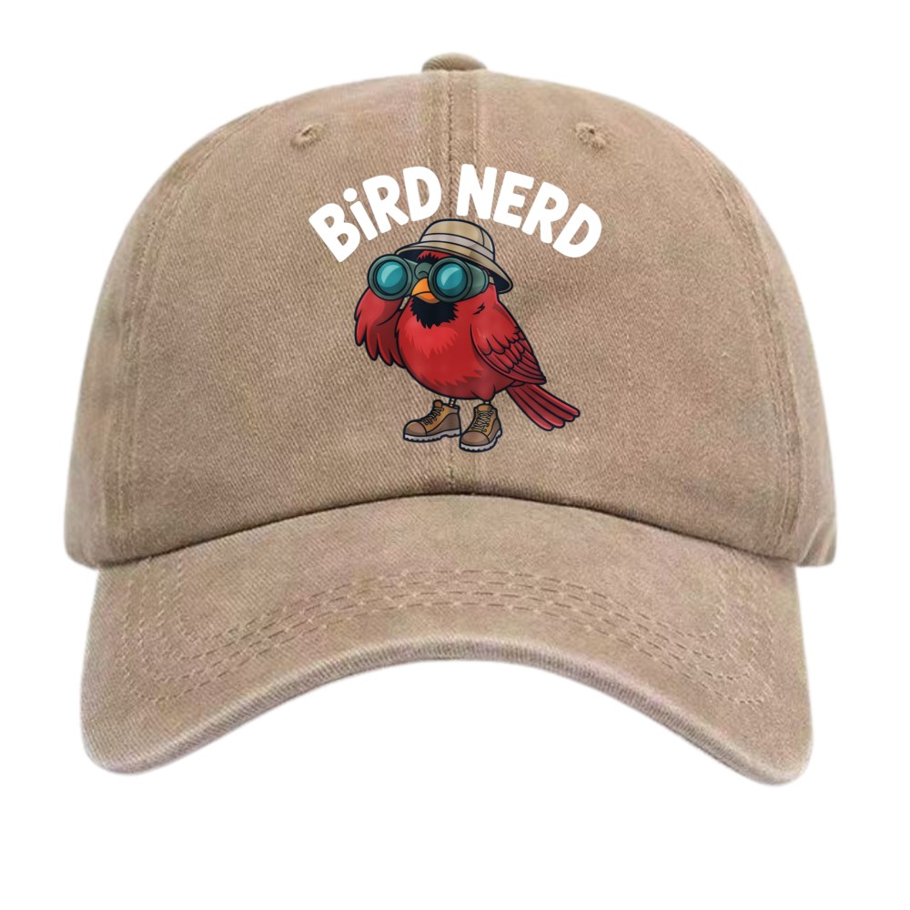 Vintage Washed Bird Nerd Dad Hat – Casual Cotton Adjustable Bird Watching Cap