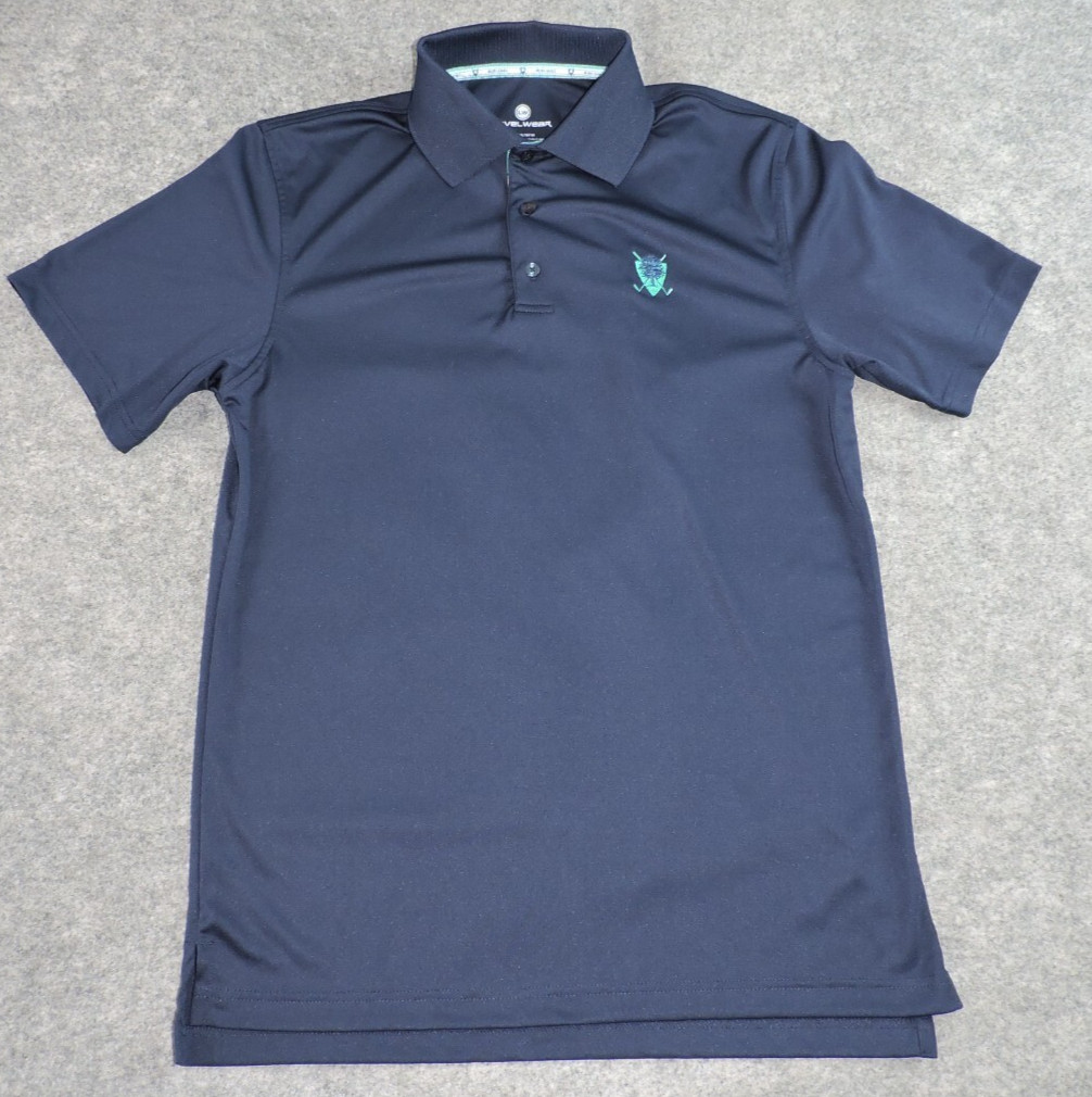 Level Wear Mens Small Burl Oaks Logo on Chest Navy Blue Golf Polo Shirt
