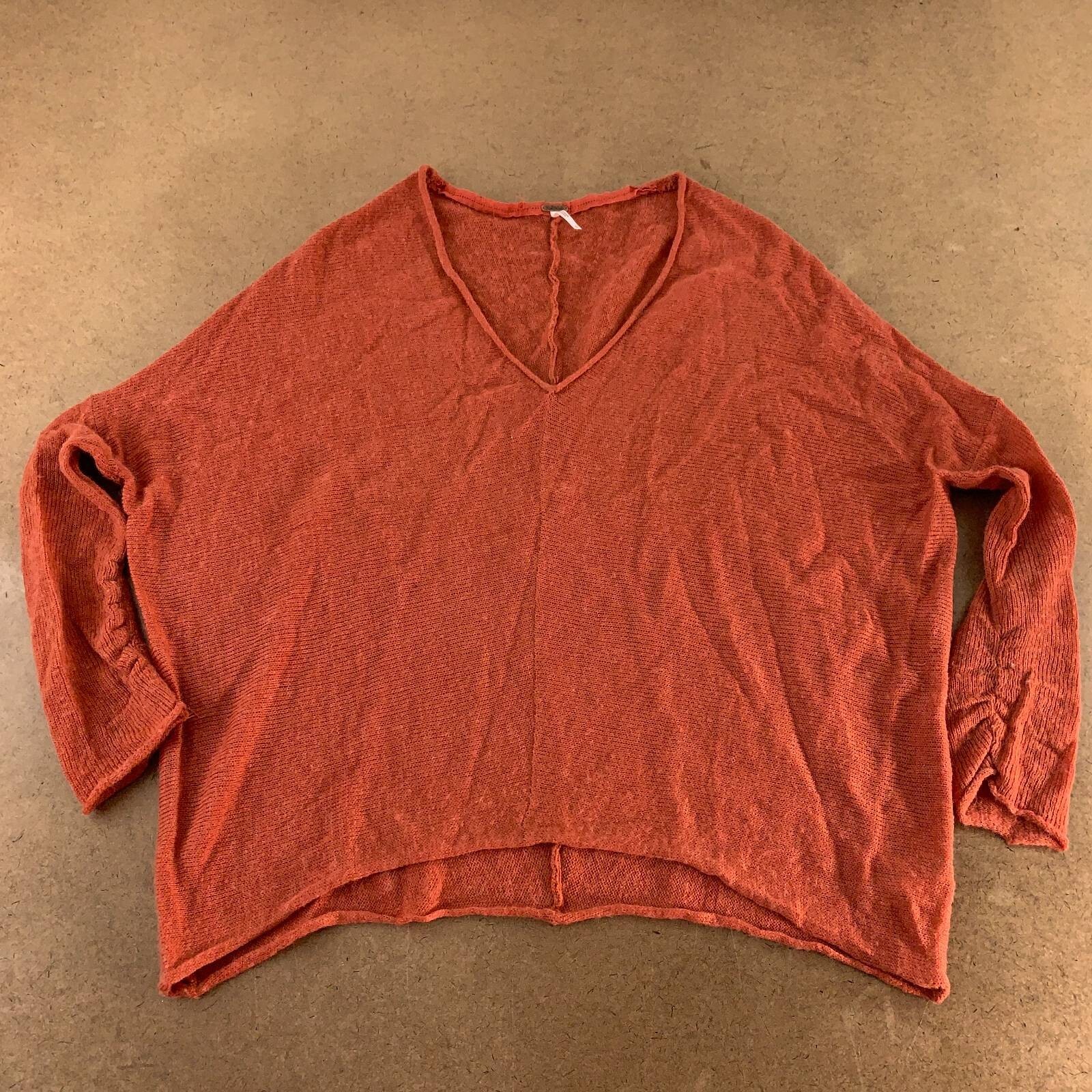 Free People Womens Pullover Sweater Orange Long Sleeve Batwing Dolman S New