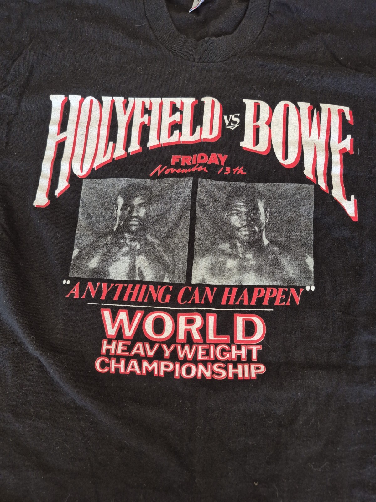 RARE Holyfield Vs Bowe 90s Boxing Promo Shirt Vintage Single Stitch XL USA Made