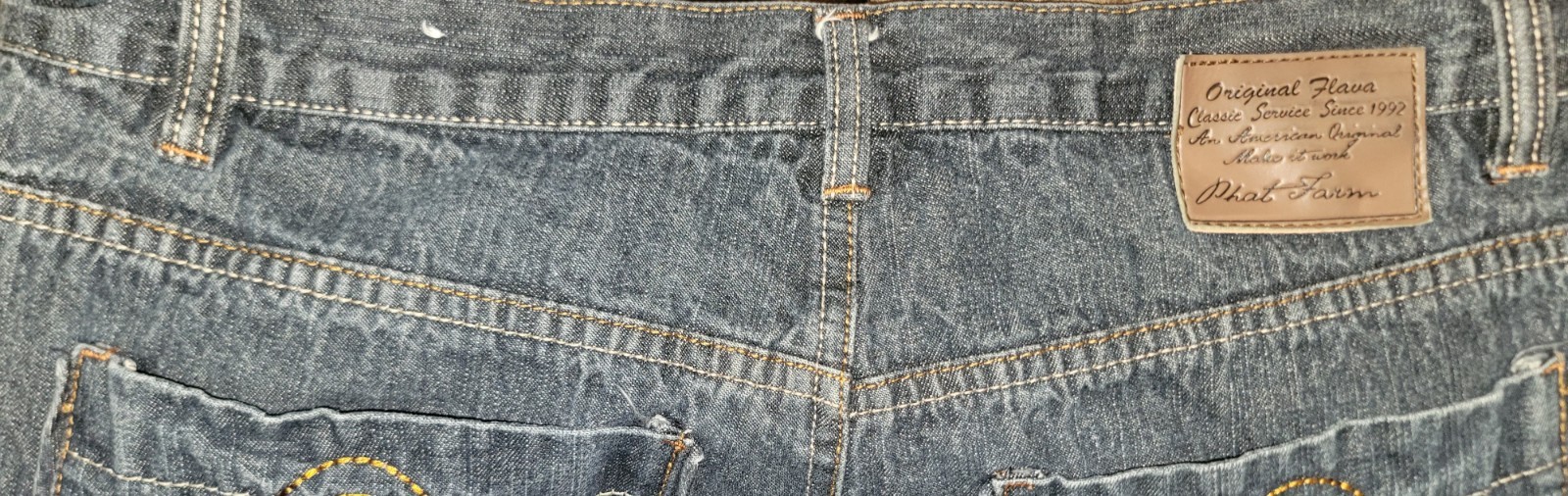 Y2k Phat Farm Sz 36 Mens Dark Wash Bootcut 90s Grunge Hip Hop Denim Jeans