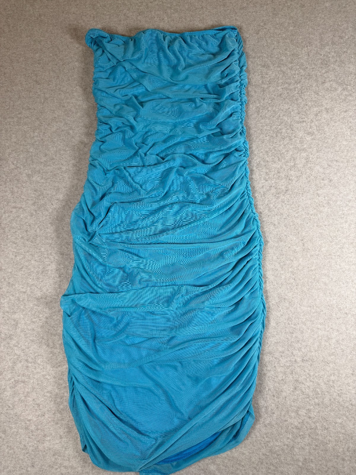 SYM Los Angeles Turquoise Ruched Body Con Tube Dress Womens Size M, SKU 163