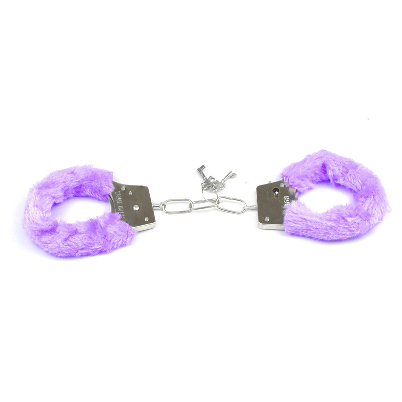 Simple Female Adult Handcuffs in Purple for Costume Theater Reenactment Bedroom