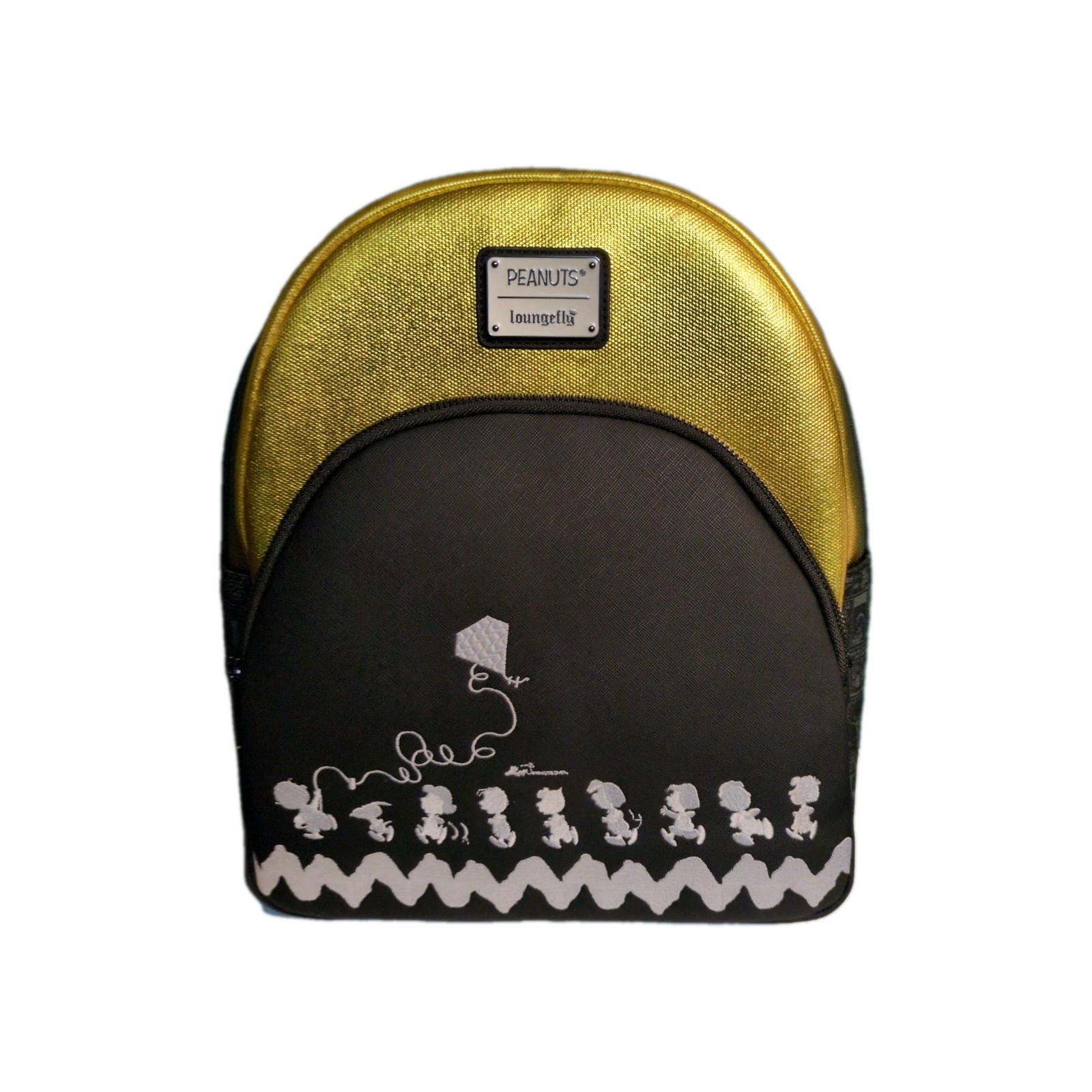Peanuts 75th Anniversary Loungefly Mini Backpack Gold and Black Limited Edition
