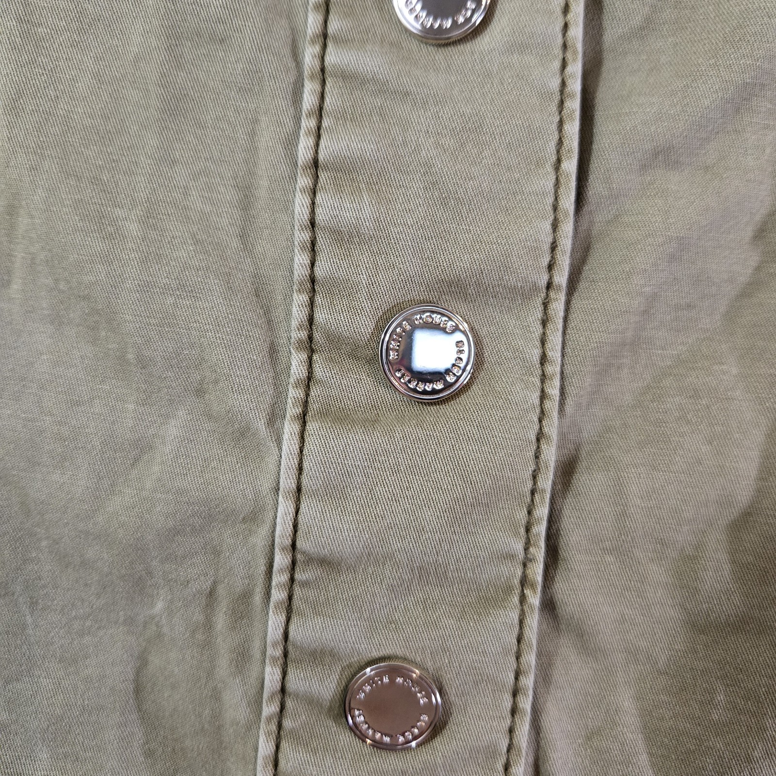 White House Black Market Mini Skirt 10 Green Khaki Button Up Utility Military