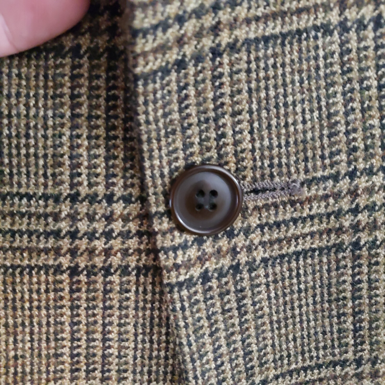 gianfranco italy collection hounds tooth blazer mens 44 r 100% lambs wool brown