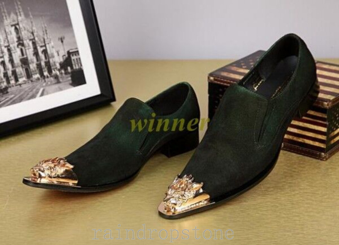 Hot Men’s Dress Formal Shoes Pull on Suede pink Breathable Metal decor Nightclub