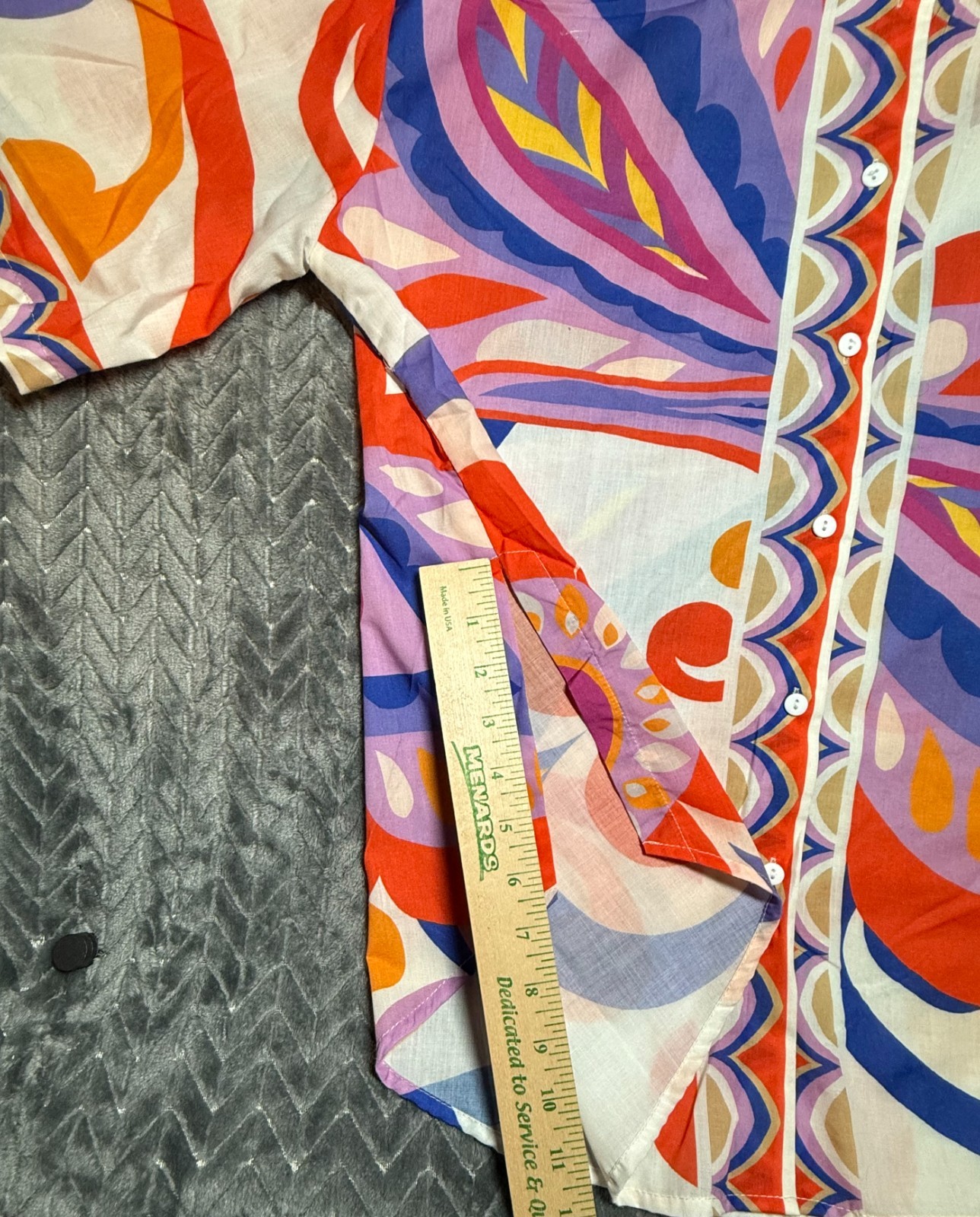 Her.. Bottari Psychedelic Retro Printed Button Down Blouse Shirt M