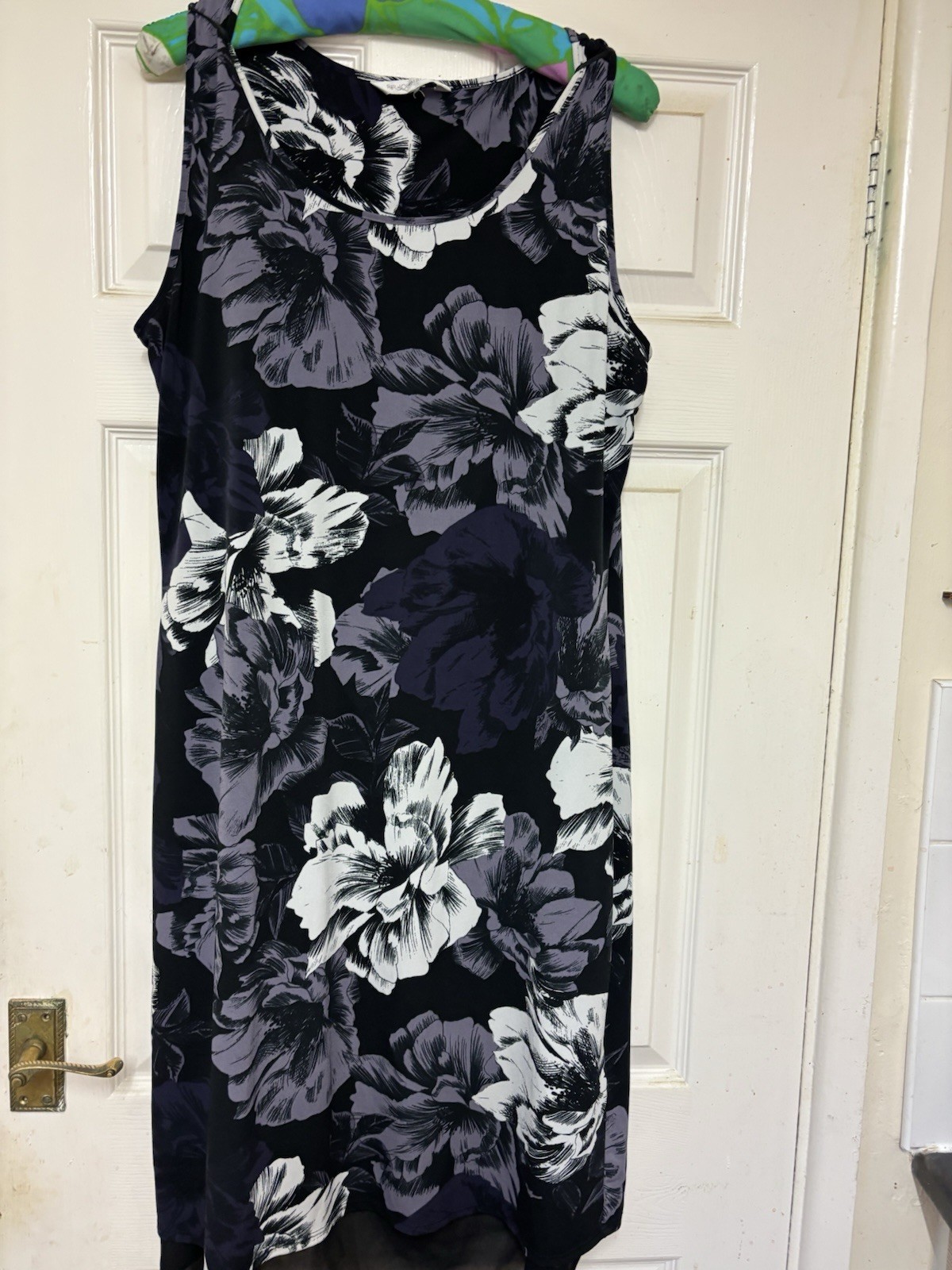 John Rocha at Debenhams Black & Purple Ruched Shift Dress – Size 18