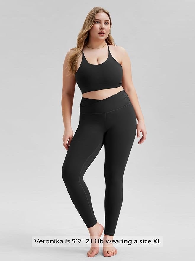 ODODOS Women’s Cross Waist Yoga Leggings w/Inside Pocket Size Medium