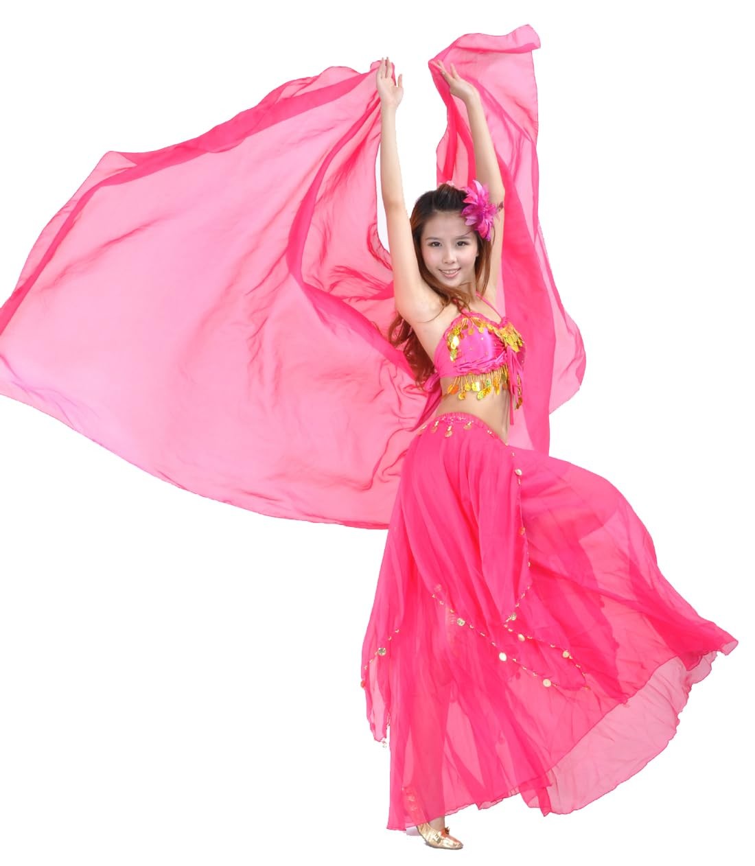SHOWYOU 250x120cm 9 Colors 100% Chiffon Belly Dance Scarf Throwing Yarn Prop …